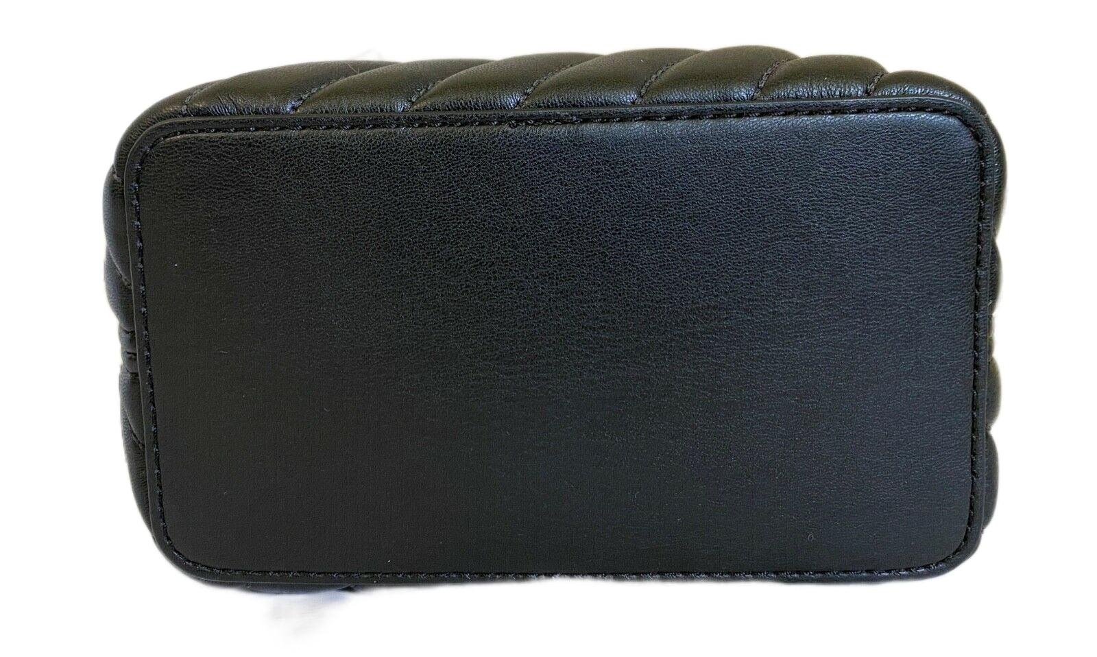 Michael Kors Suri Medium Bucket Crossbody Quilted Vegan Faux Leather Bag  (Black): Handbags