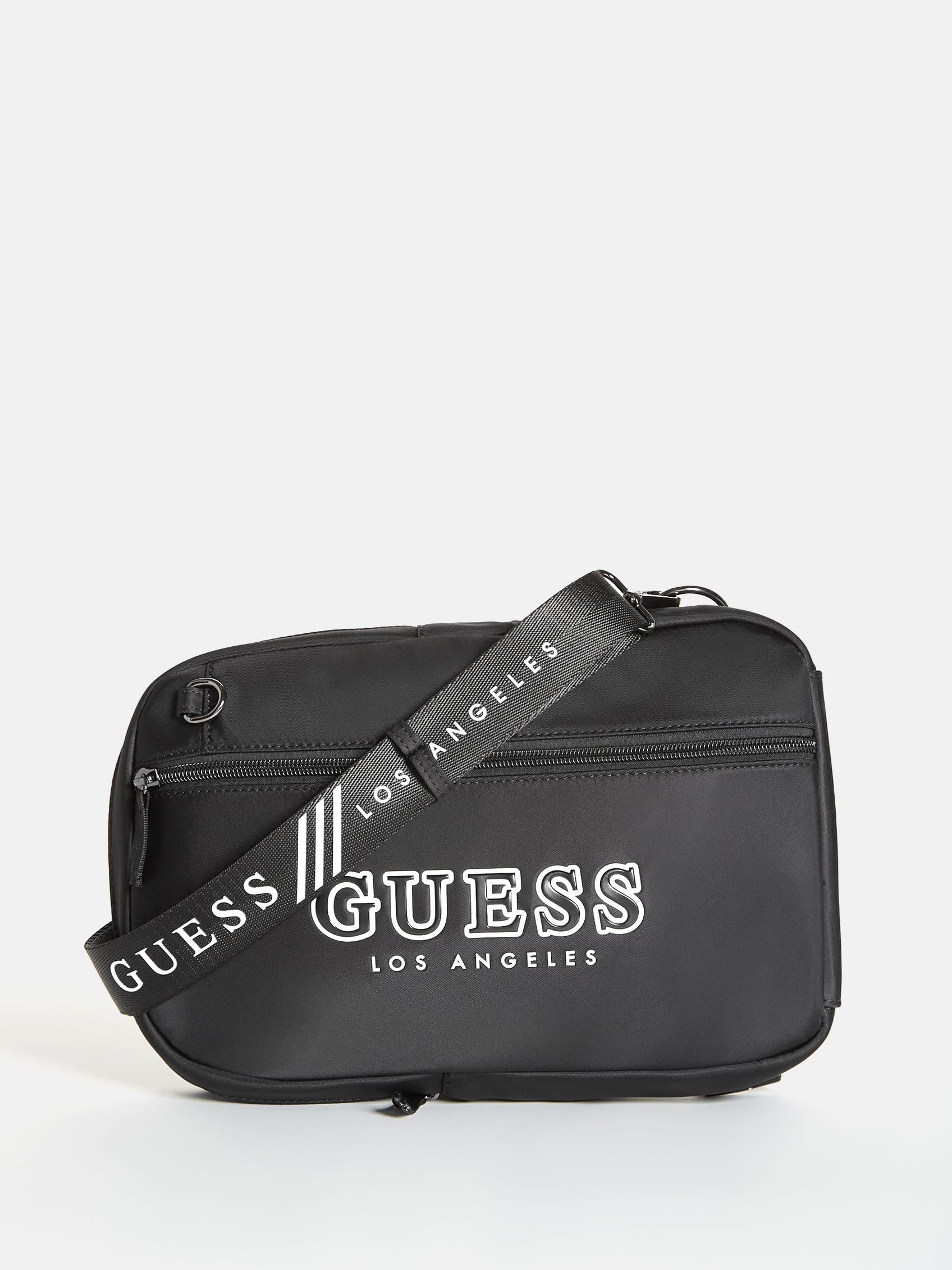 Guess Factory Nylon Logo Sling Bag in Black | Lyst