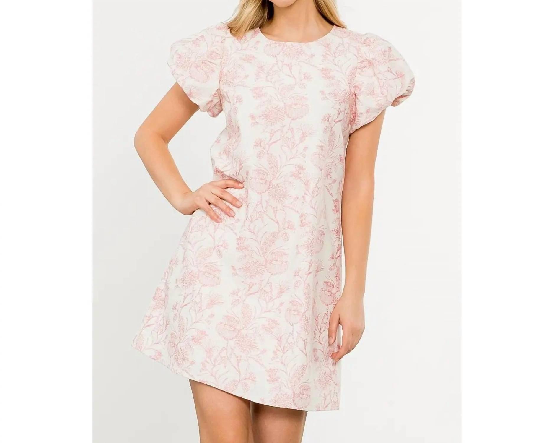 strapless open back dress THML Puff Sleeve Flower Print Maxi Dress