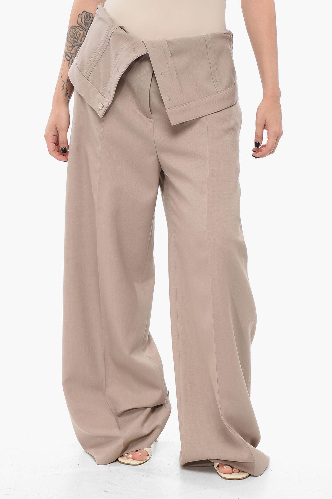 大人気新品 Acne Studios Wide-Leg Pants With Fold Over Waist Design in パンツ