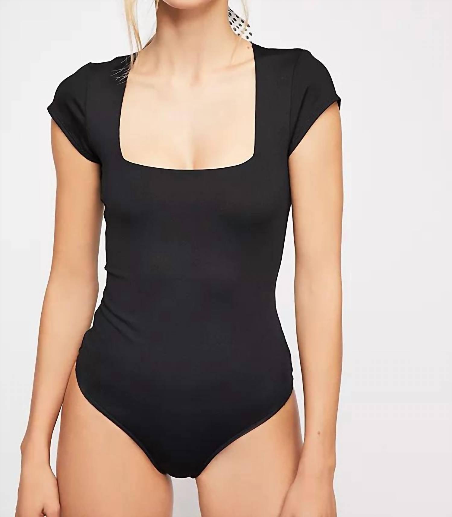 Free People Fair And Square Neck Duo Bodysuit In Black
