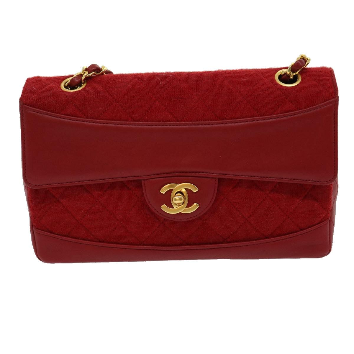 Chanel Classic Flap Cotton Shoulder Bag (pre-owned) in Red