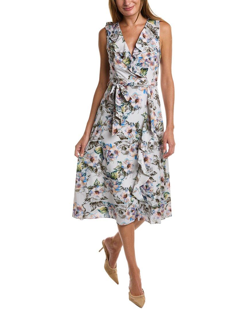 Adrianna Papell Ruffle Midi Dress in White Lyst
