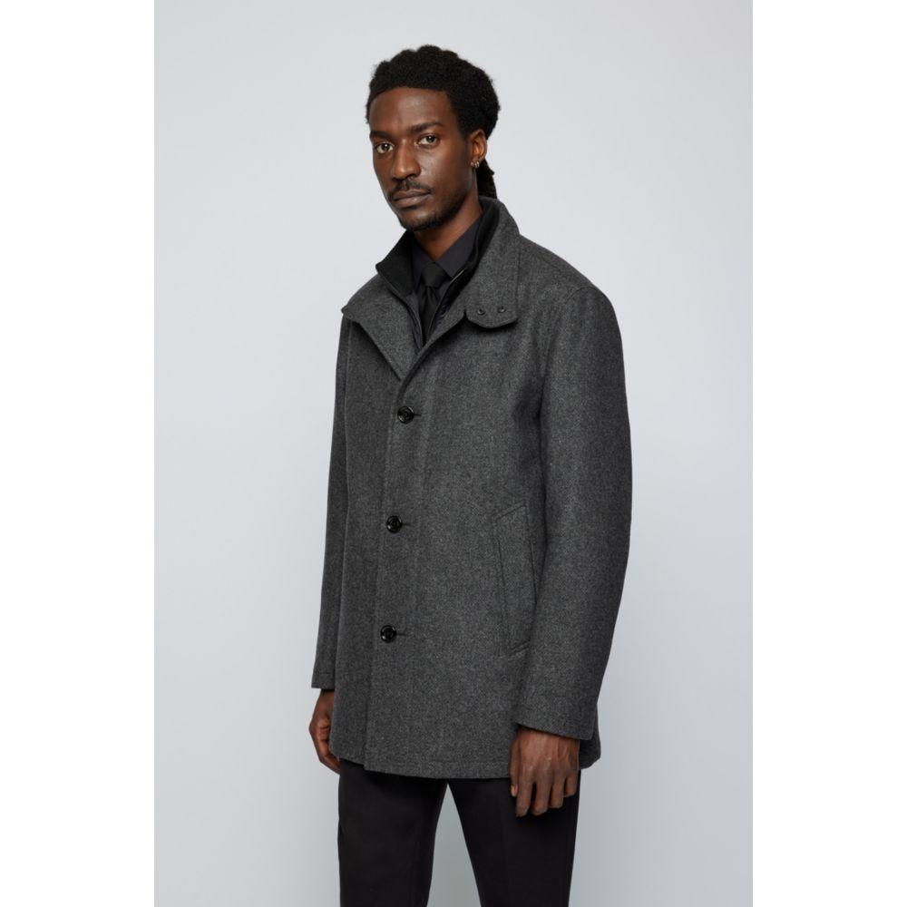 BOSS by HUGO BOSS Hugo - Regular Fit Car Coat In A Wool Blend in Gray for  Men | Lyst