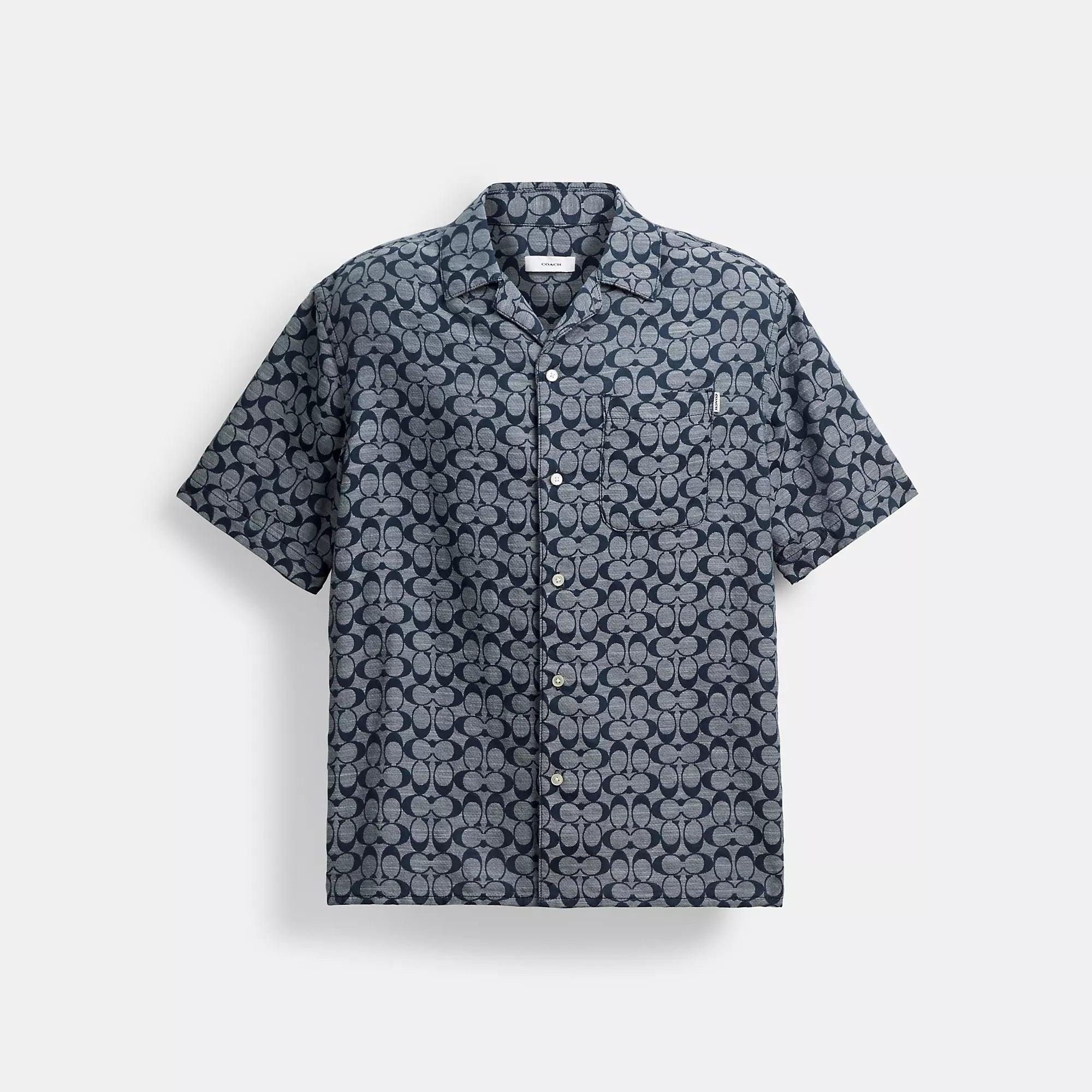 COACH Signature Camp Shirt in Blue for Men | Lyst