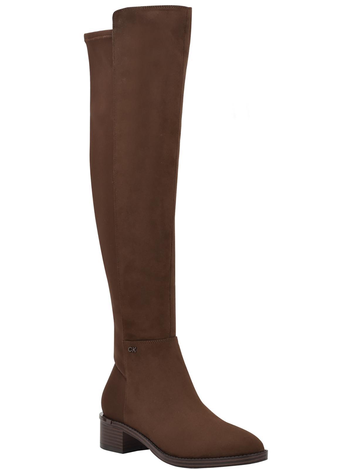Calvin Klein Deedee Faux Suede Tall Overtheknee Boots in Brown Lyst