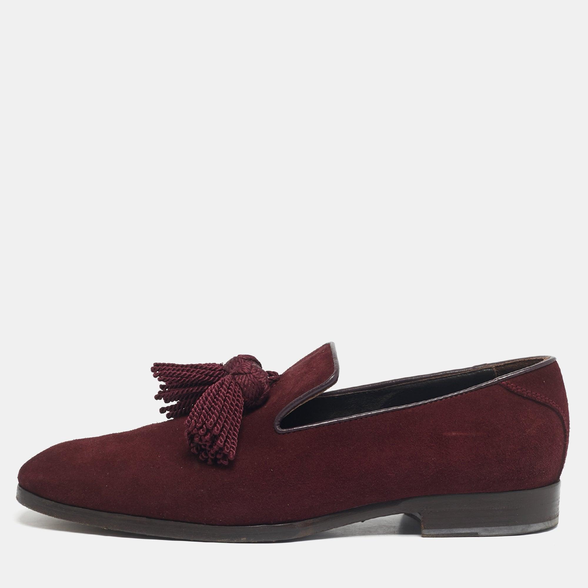 Jimmy Choo Fringe Foxley Leather Tassel Loafer in Burgundy Purple Size 44 New Tassel Loafer Prune - Lorenzo Camarda main image 3