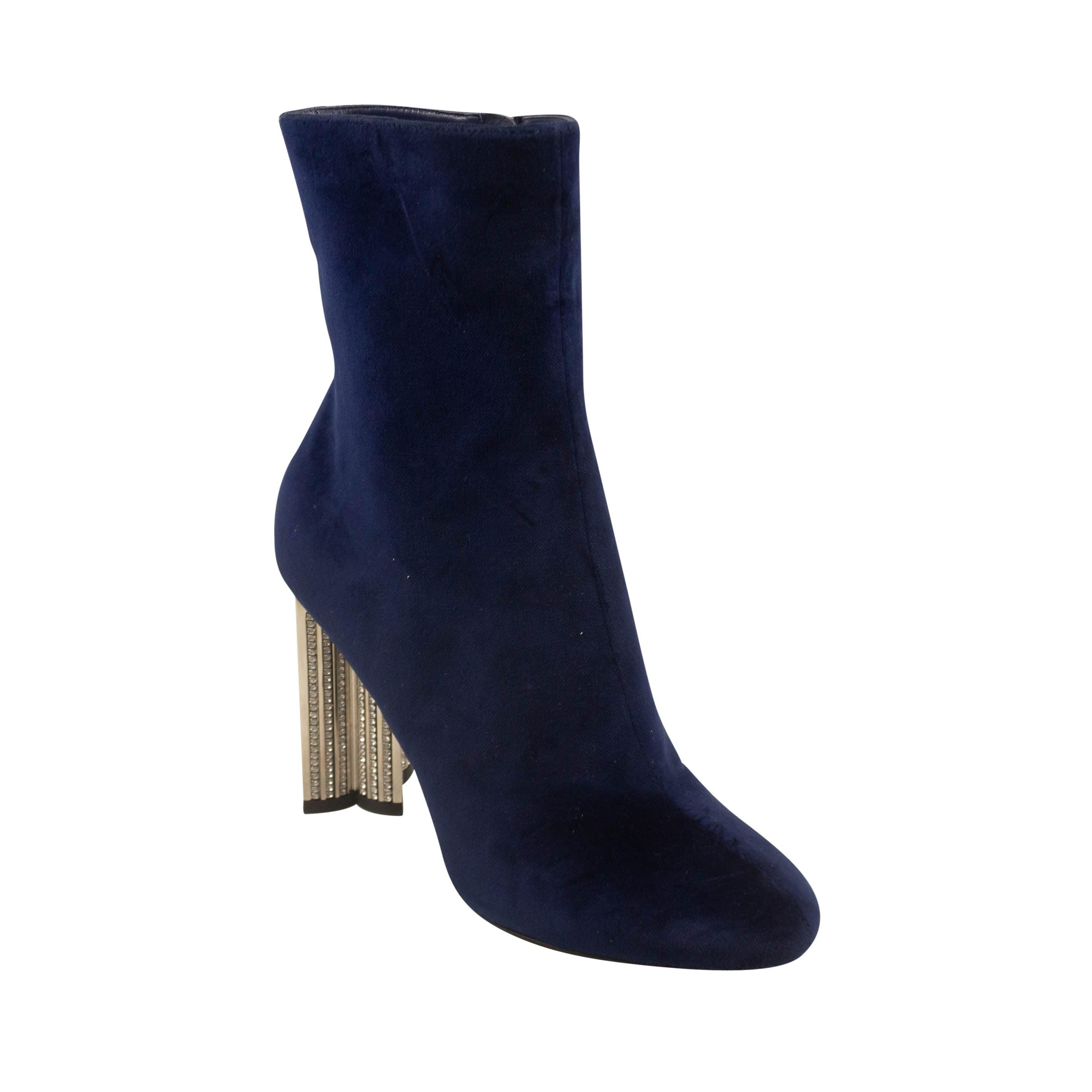 Louis Vuitton Blue Silhouette Rhinestone Heel Ankle Boots Lyst