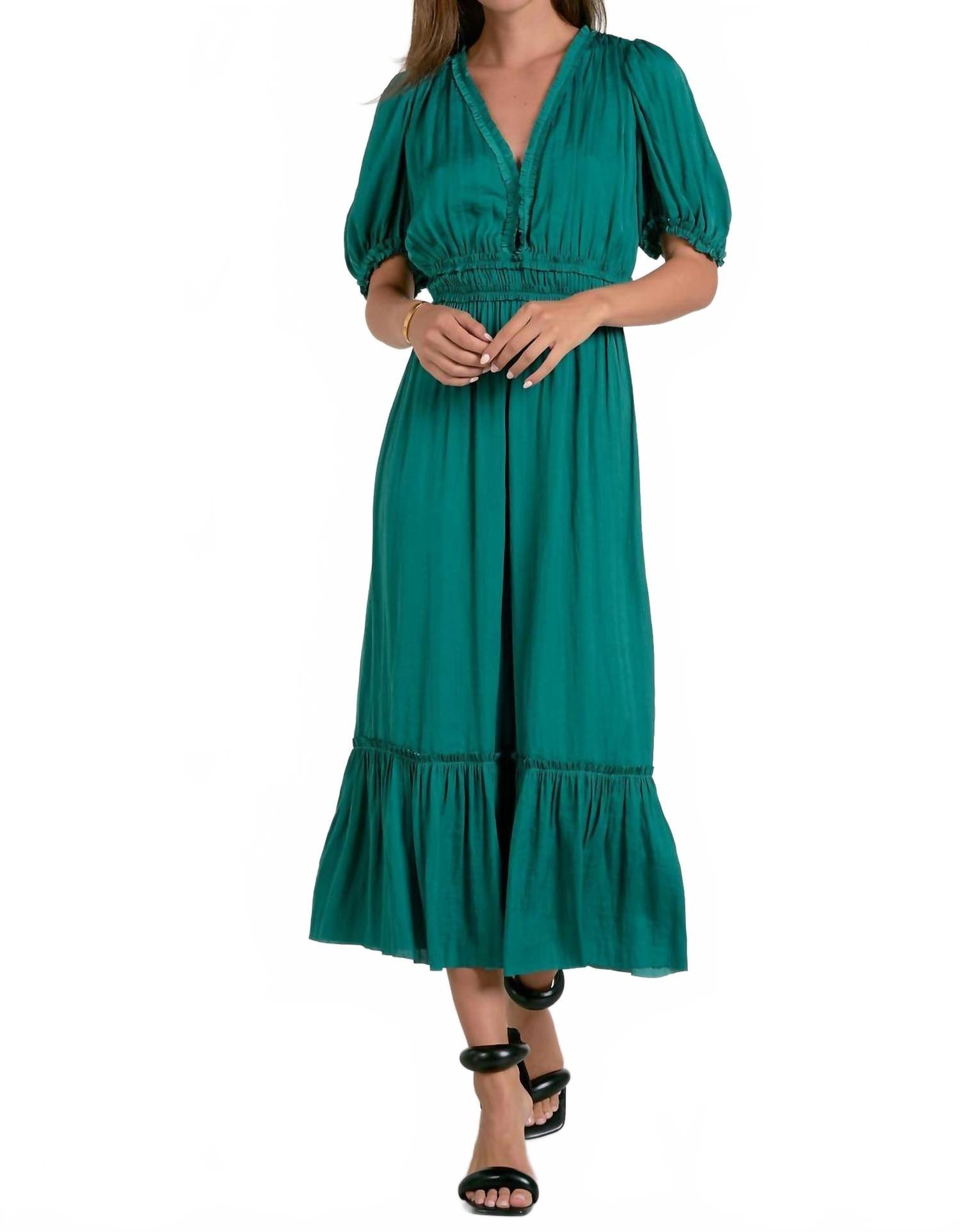 green emerald velvet dress Cleo Dress main image 0
