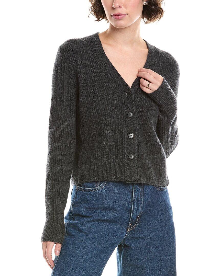 Madewell Newbury Shrunken Wool Cashmere-Blend Cardigan in Black