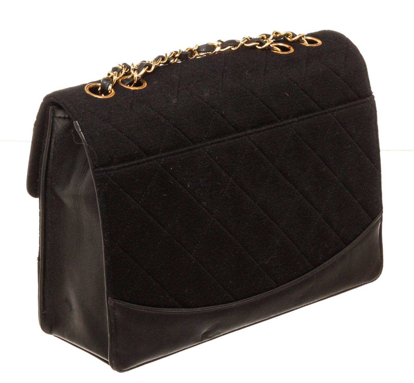 Chanel Jersey Leather Vintage Mademio Flap Bag in Black