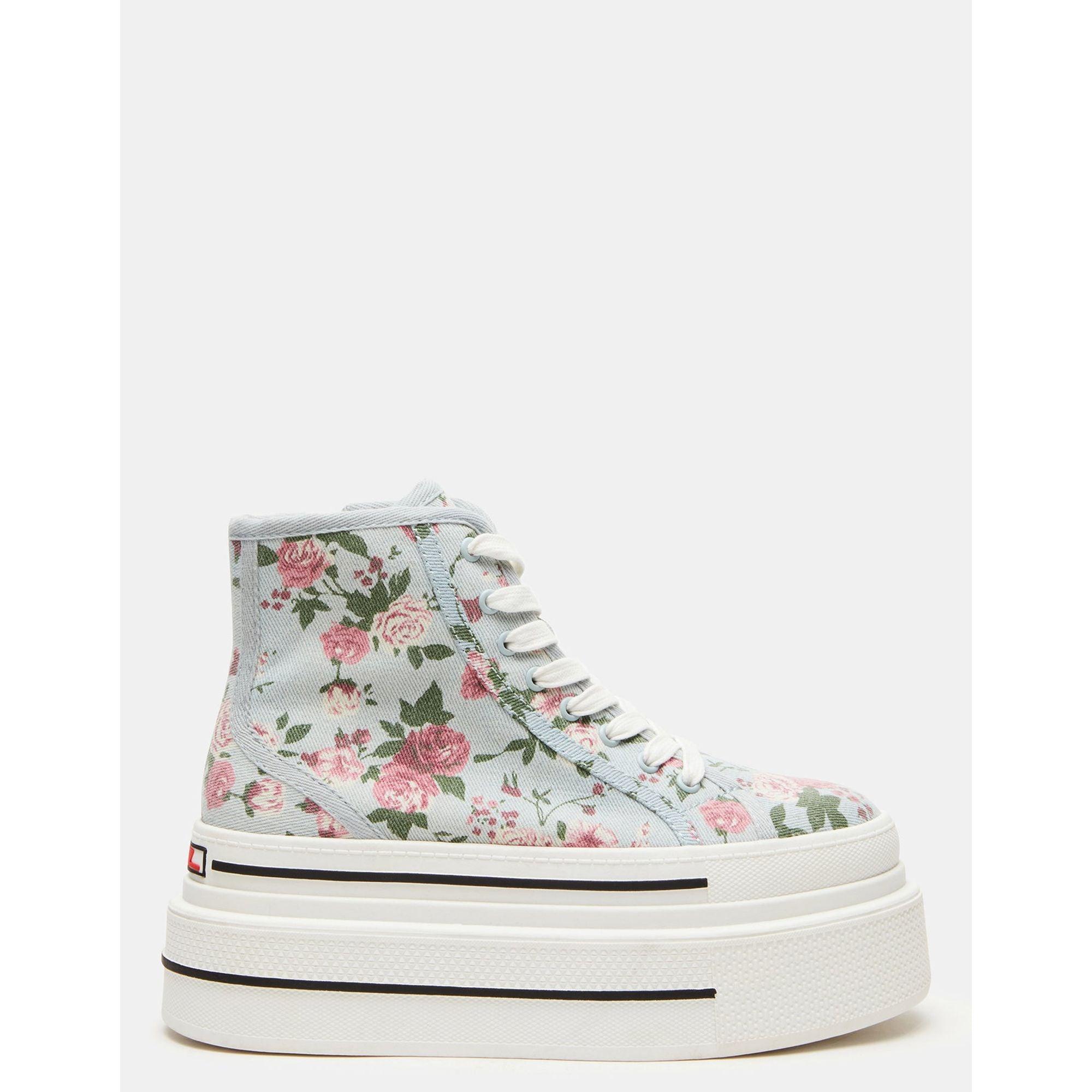 【Steve Madden】FRANCO FLORAL 7cm 厚底 ハイカットスニーカー Steve Madden】FRANCO FLORAL 7cm 厚底 ハイカットスニーカー