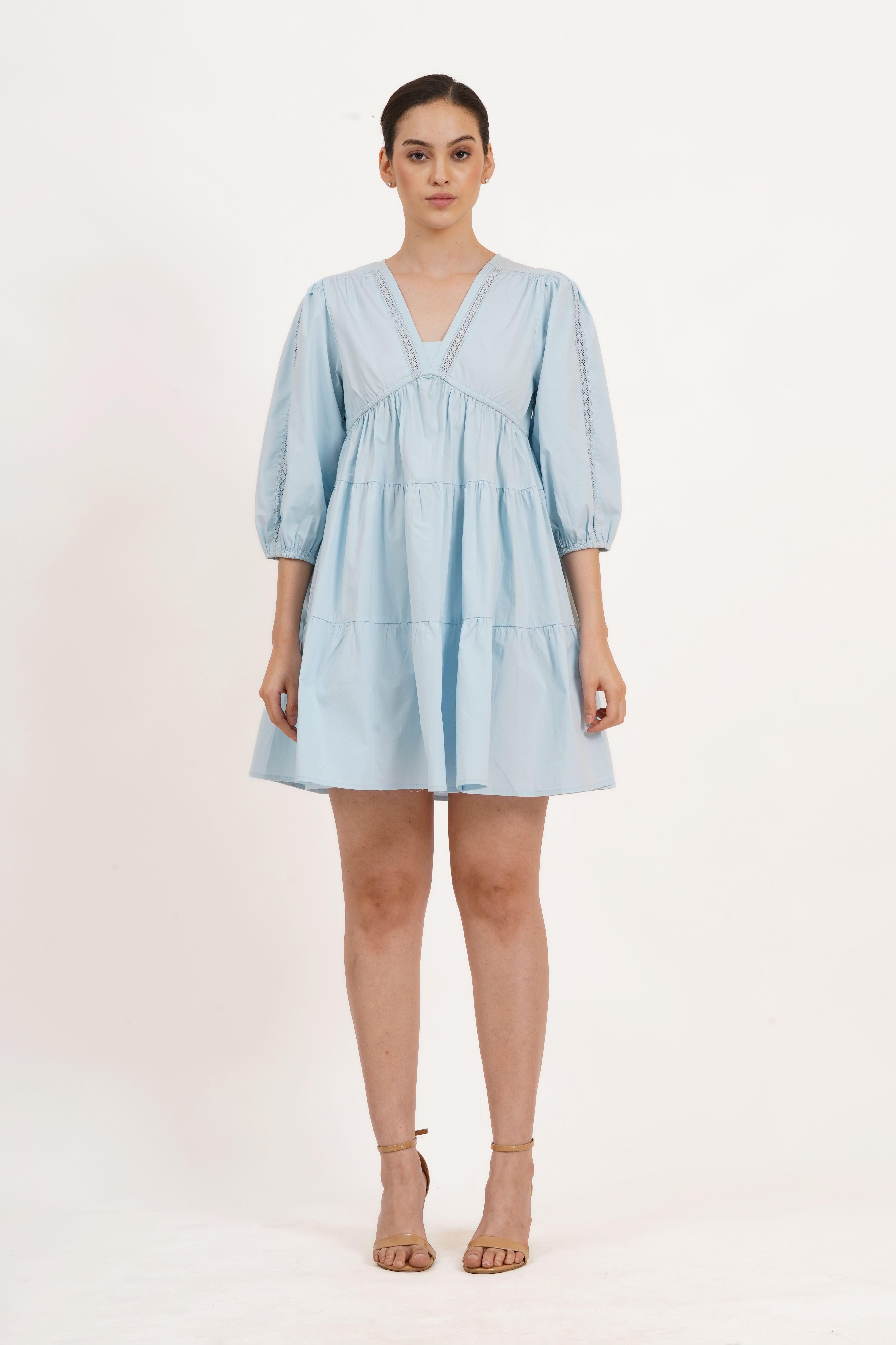 sachin and babi light blue dress Short sleeve Empire Waist Dresses