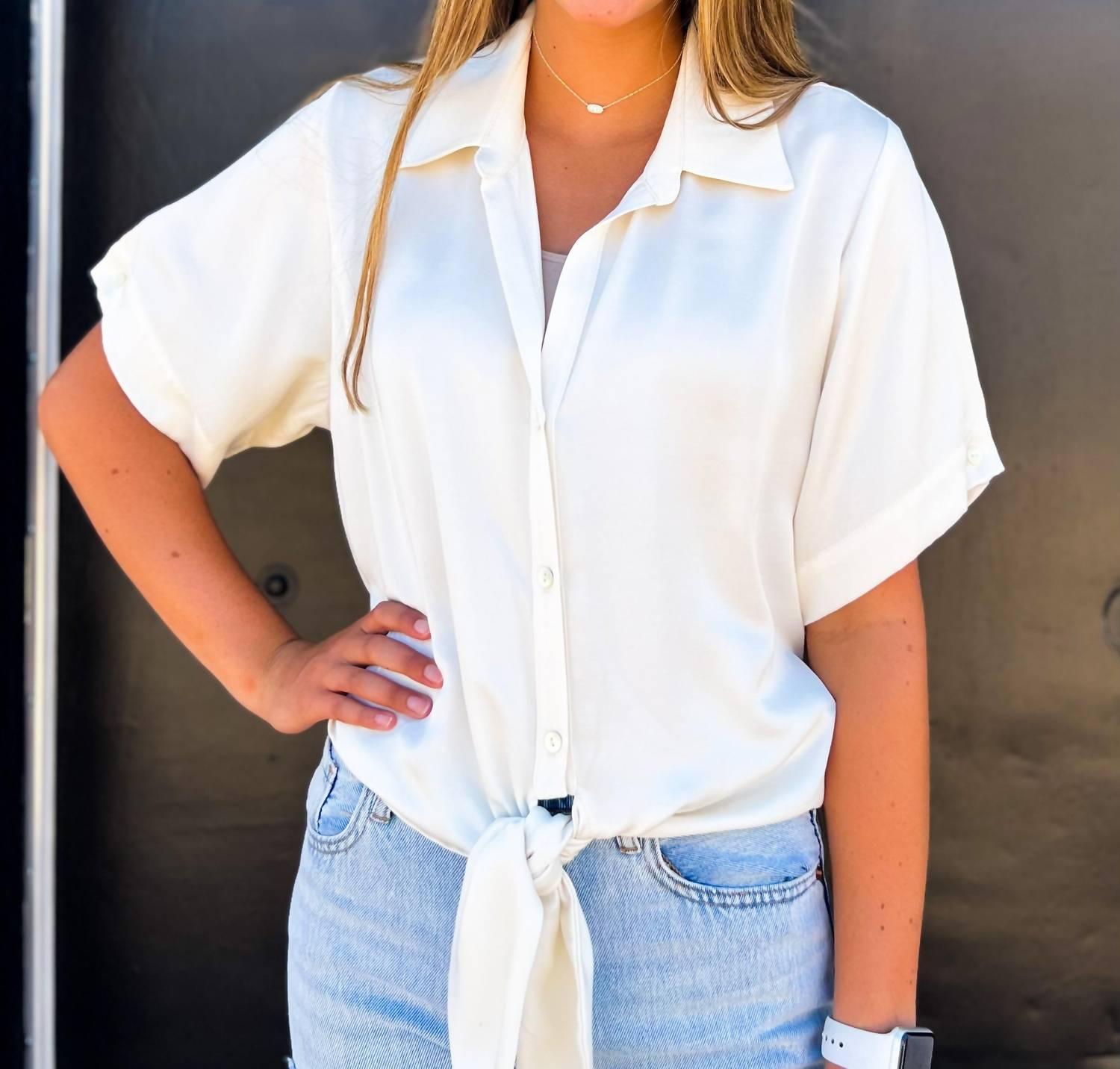 Eyelet Tie Front Shirt