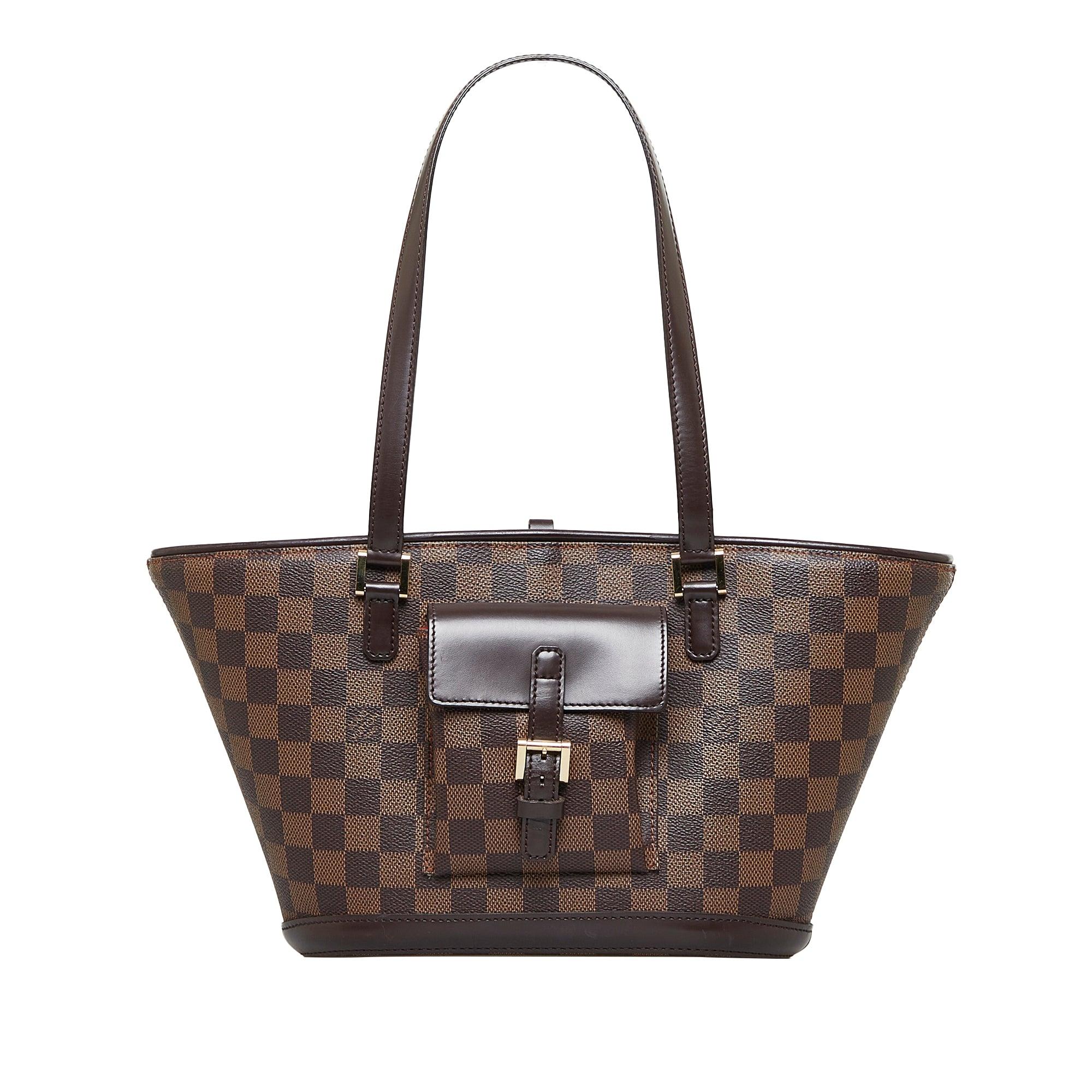 Louis Vuitton Damier Ebene Manosque Pm Canvas Tote Bag (pre-owned) in Brown