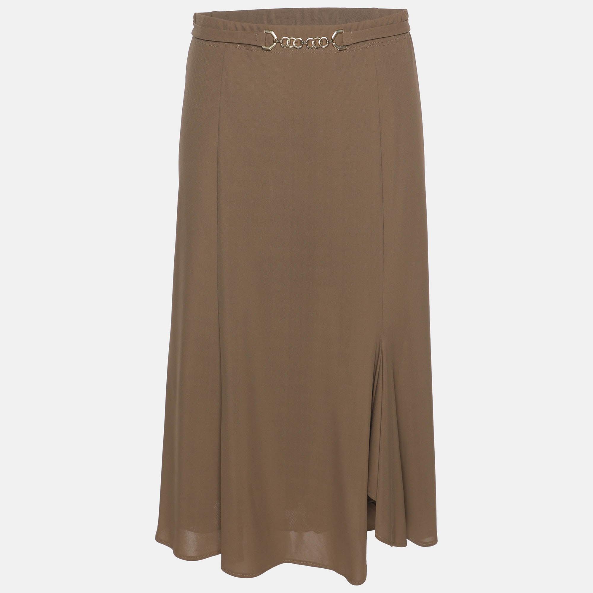 Jupe Elena Mirò – Femme – Marron – Longueur 75 Cm – Taille 4 – Mélange Polyester Et Viscose