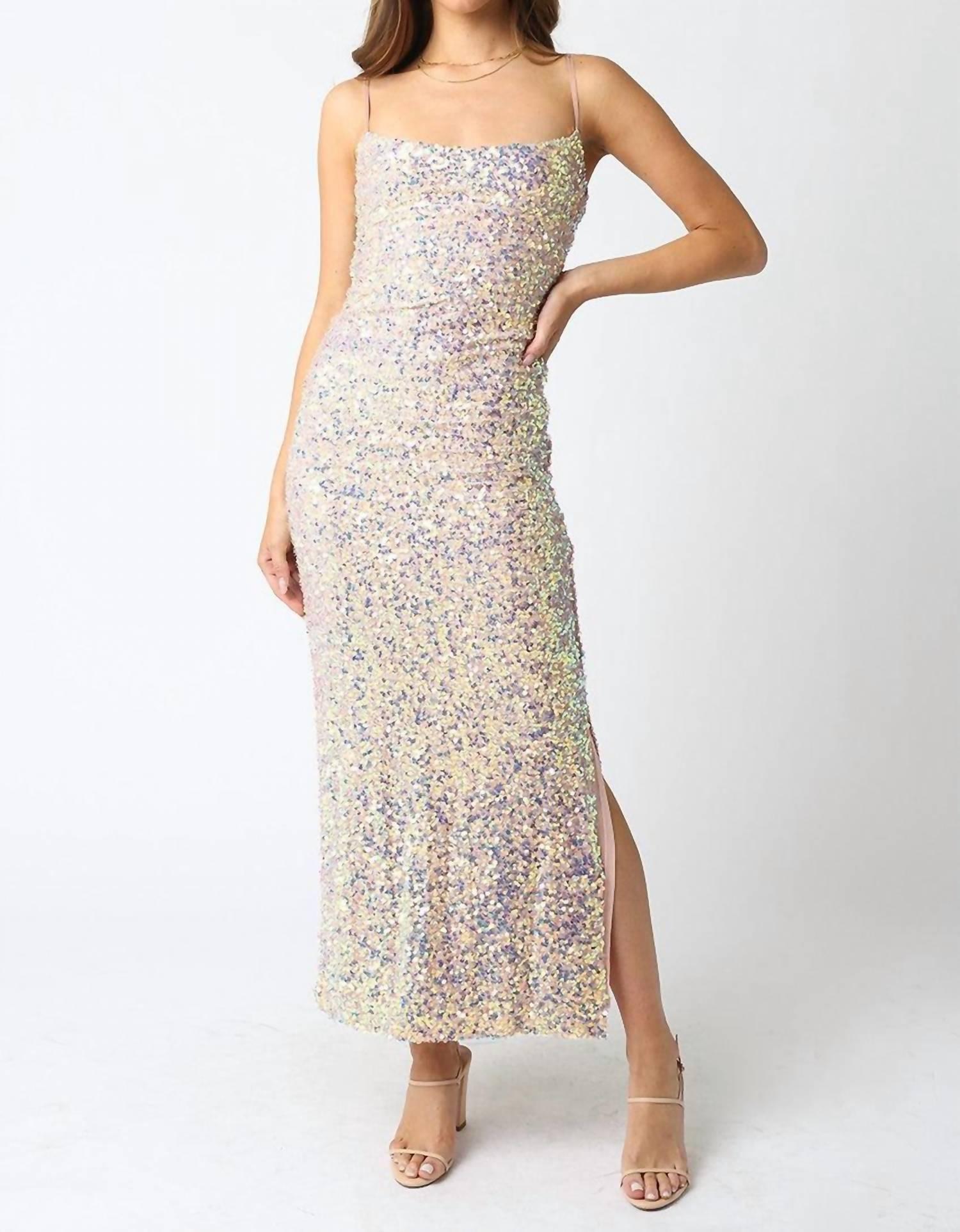 olivaceous sequin dress Women's medium sequin covered slip dress New