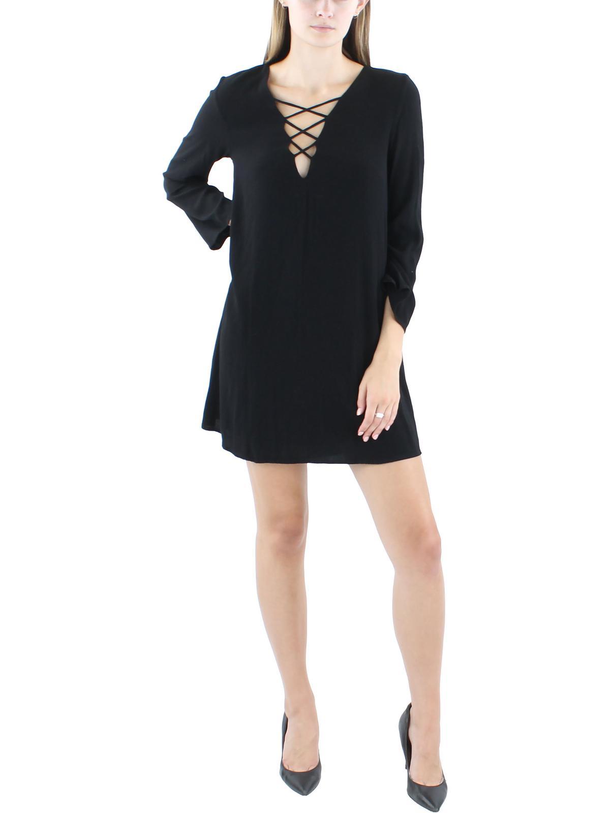 Astr Lace Up Mini Shift Dress in Black Lyst