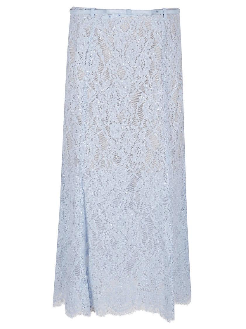 Self-Portrait Lace Flared Midi Skirt in Blue | Lyst
