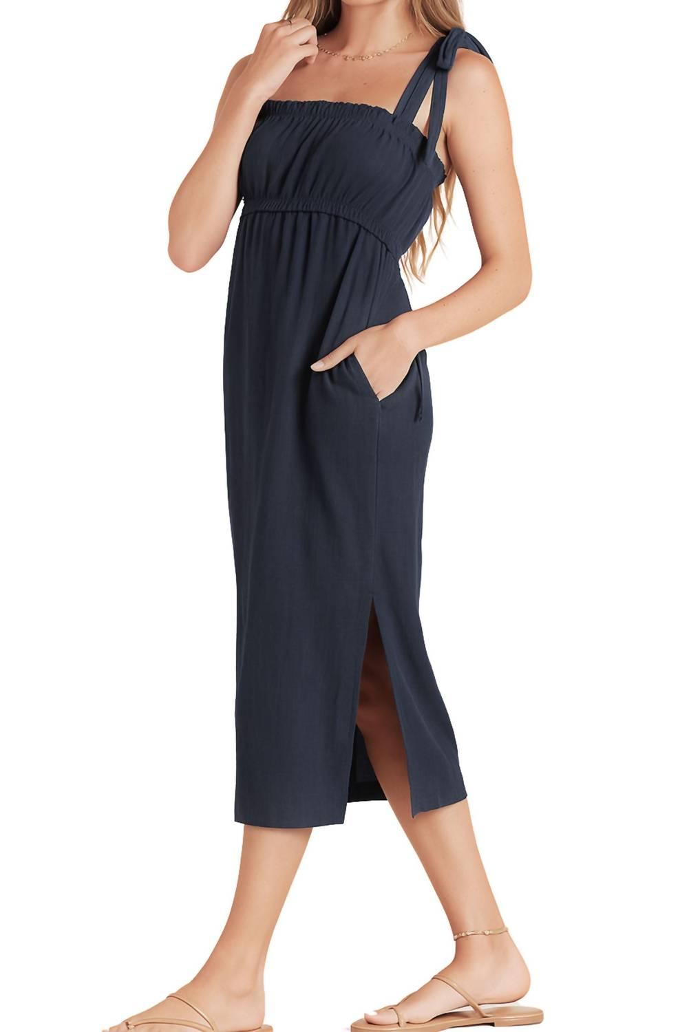 Bobi Tied Strap Midi Dress in Blue | Lyst