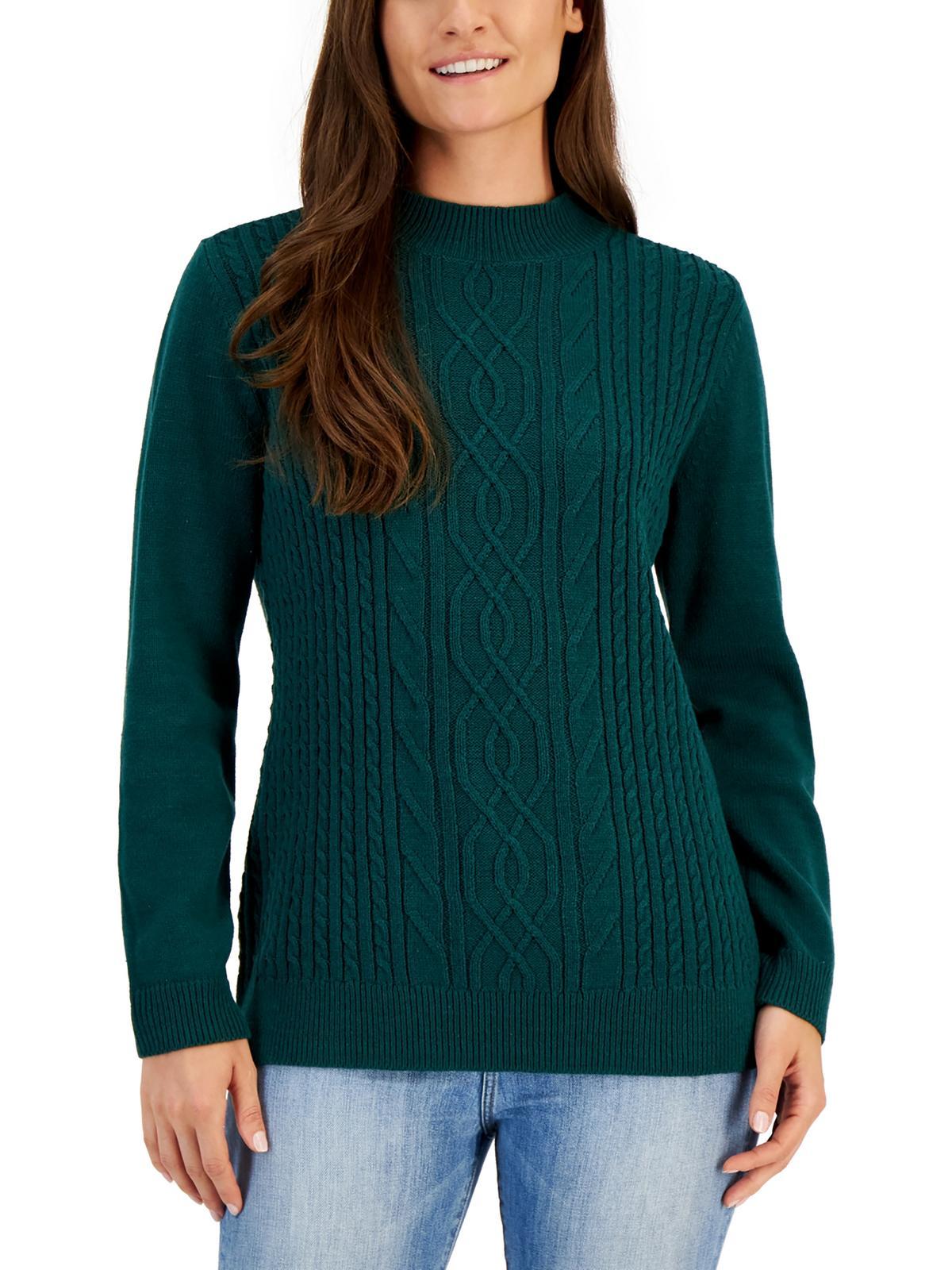 Karen Scott Cable Knit Sweater Cable Knit Crewneck Pullover