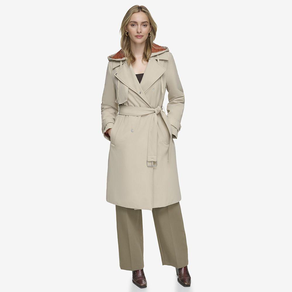 Andrew Marc Women's Gemas Hooded Trench Coat | Lightweight Water-Resistant Transitional Parka