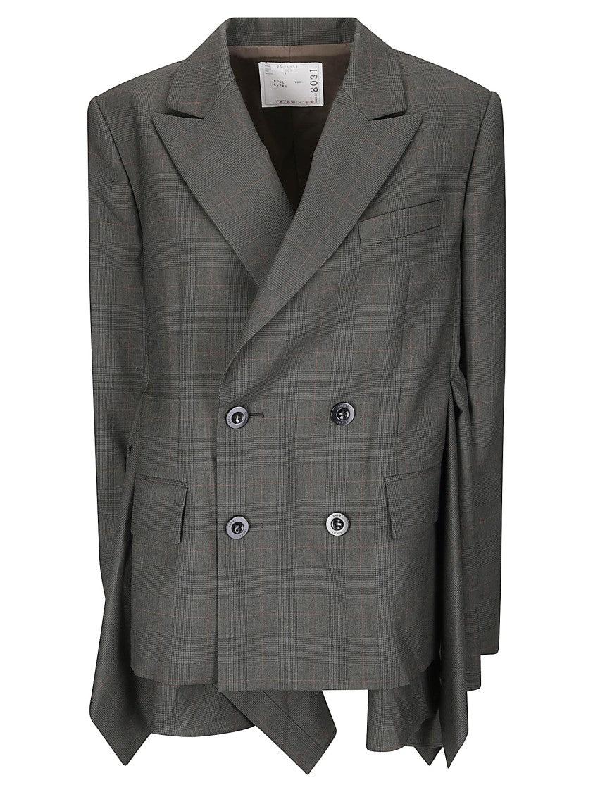 ジャケット・アウター Sacai gray panel tailored jacket 22aw Sacai 22aw Gray Panel Tailored Jacket