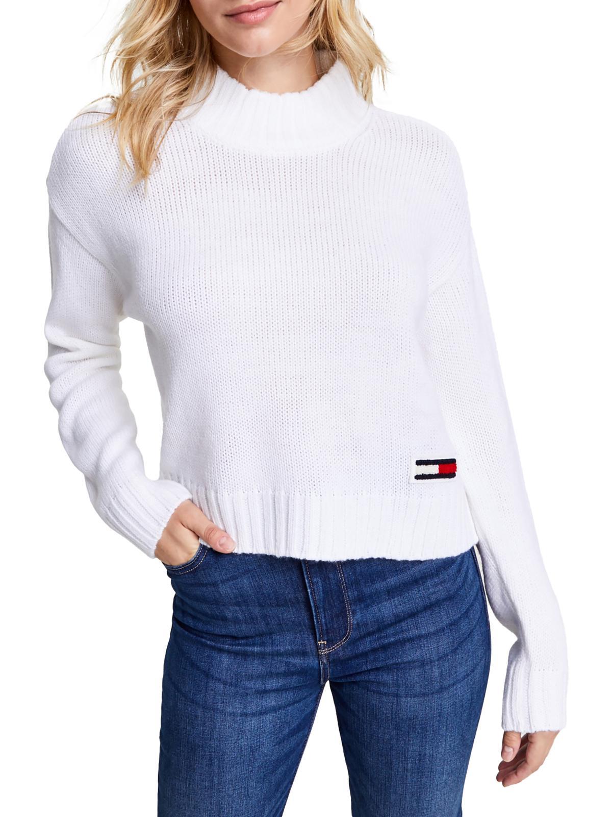 at lege Bliv såret Institut Tommy Hilfiger Crop Pullover Mock Turtleneck Sweater in White | Lyst
