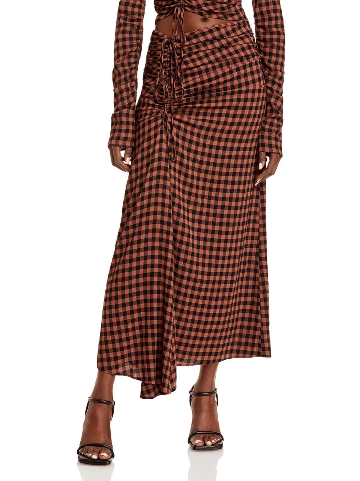 A.L.C. Orly Plaid Drawstring Maxi Skirt in Red | Lyst