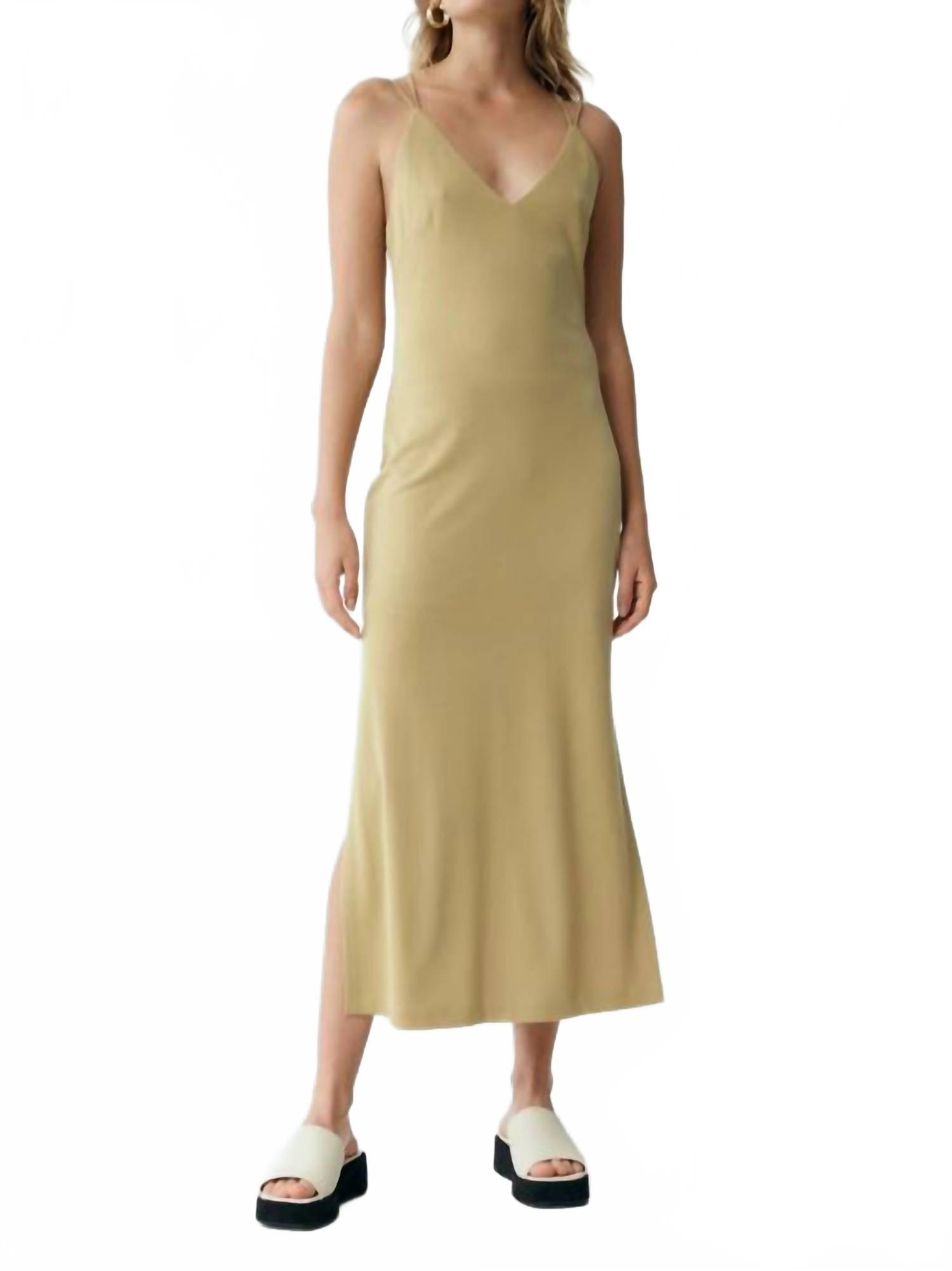 slim fit dress slacks Third Form One Shoulder Maxi Dress in Khaki – Coco & Lola