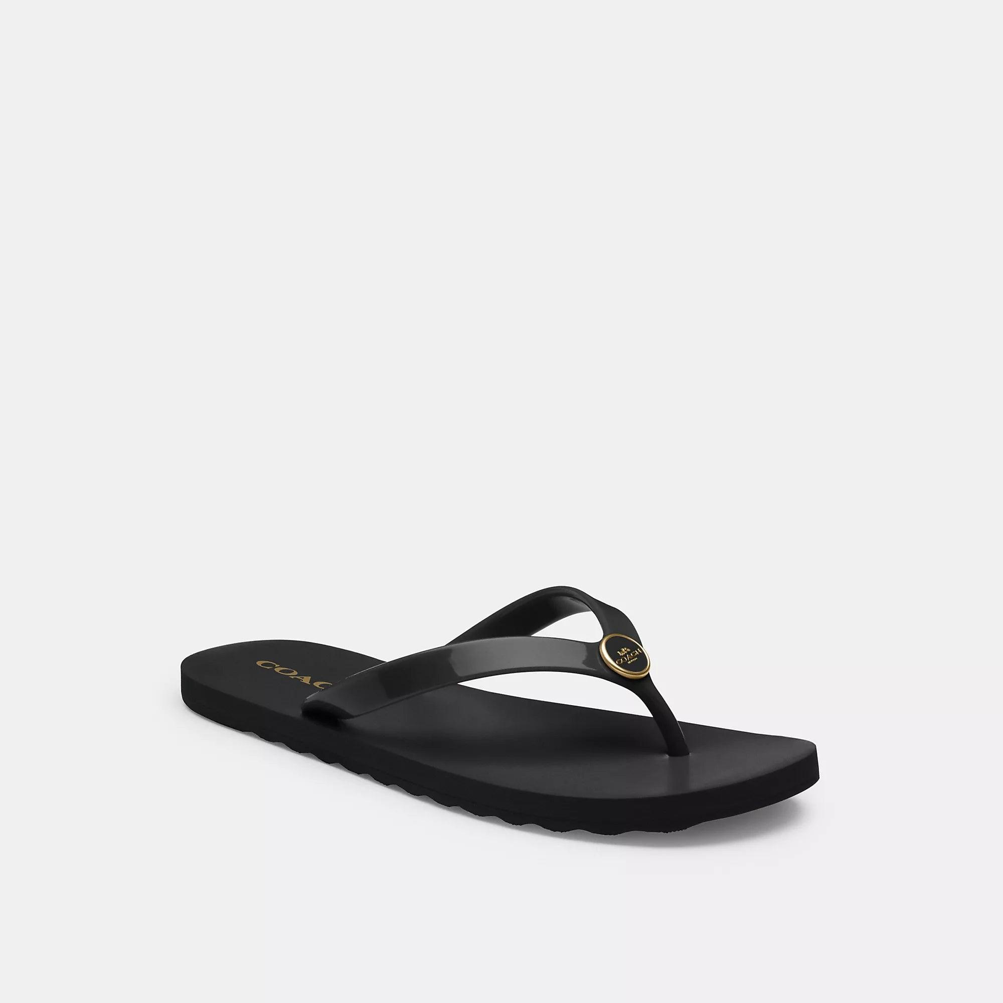 Leather Flip Flop Coach Amazon Women's Coach Flip Flops Black