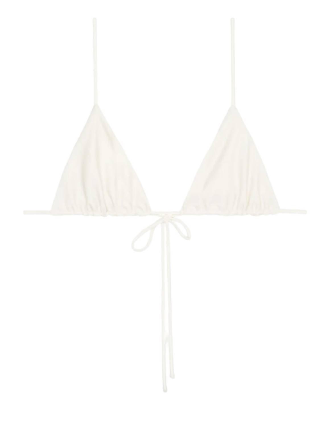 Mikoh Swimwear Oska Thin String Triangle Bikini Top In Ecru in White