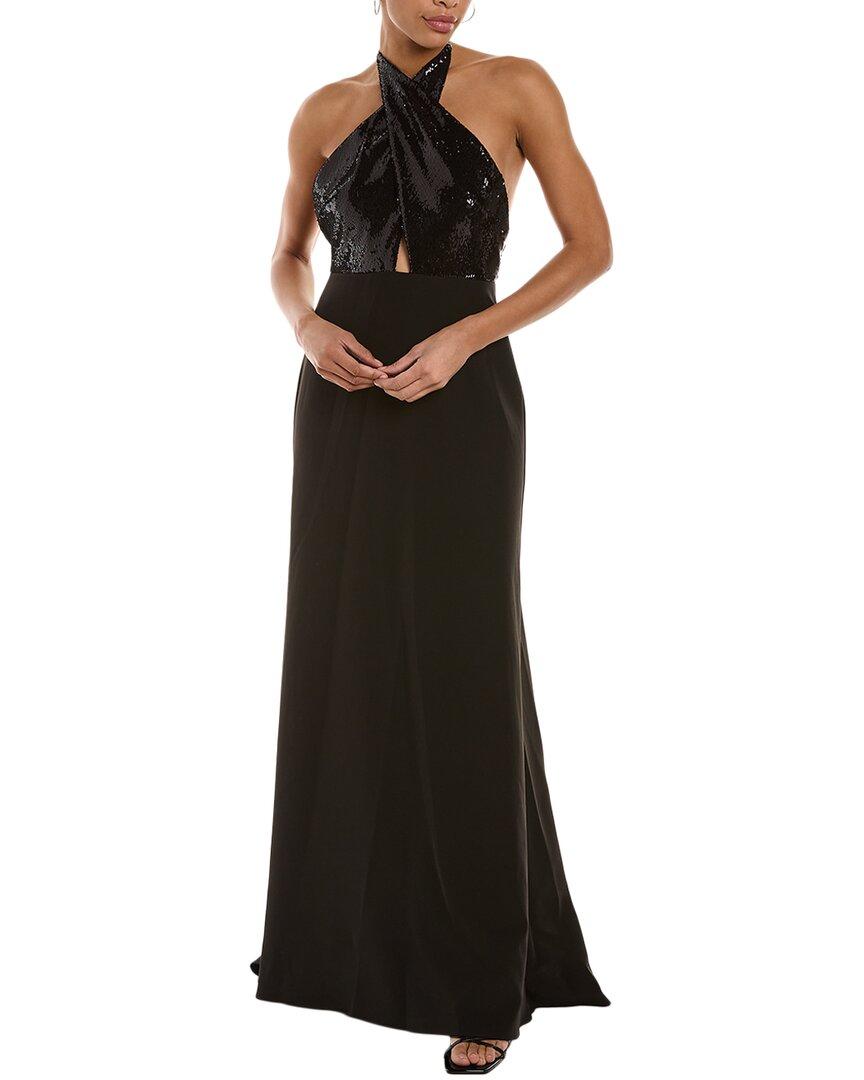 Halston Lacey Gown in Black | Lyst