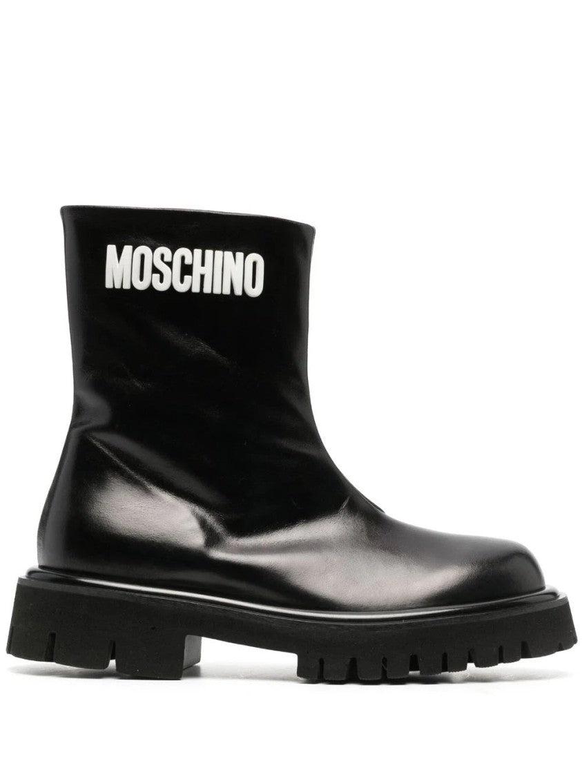 ブーツその他 Moschino Leather Ankle Boots With Rubber Sole Moschino Boots for Women | Online Sale up to 86% off | Lyst
