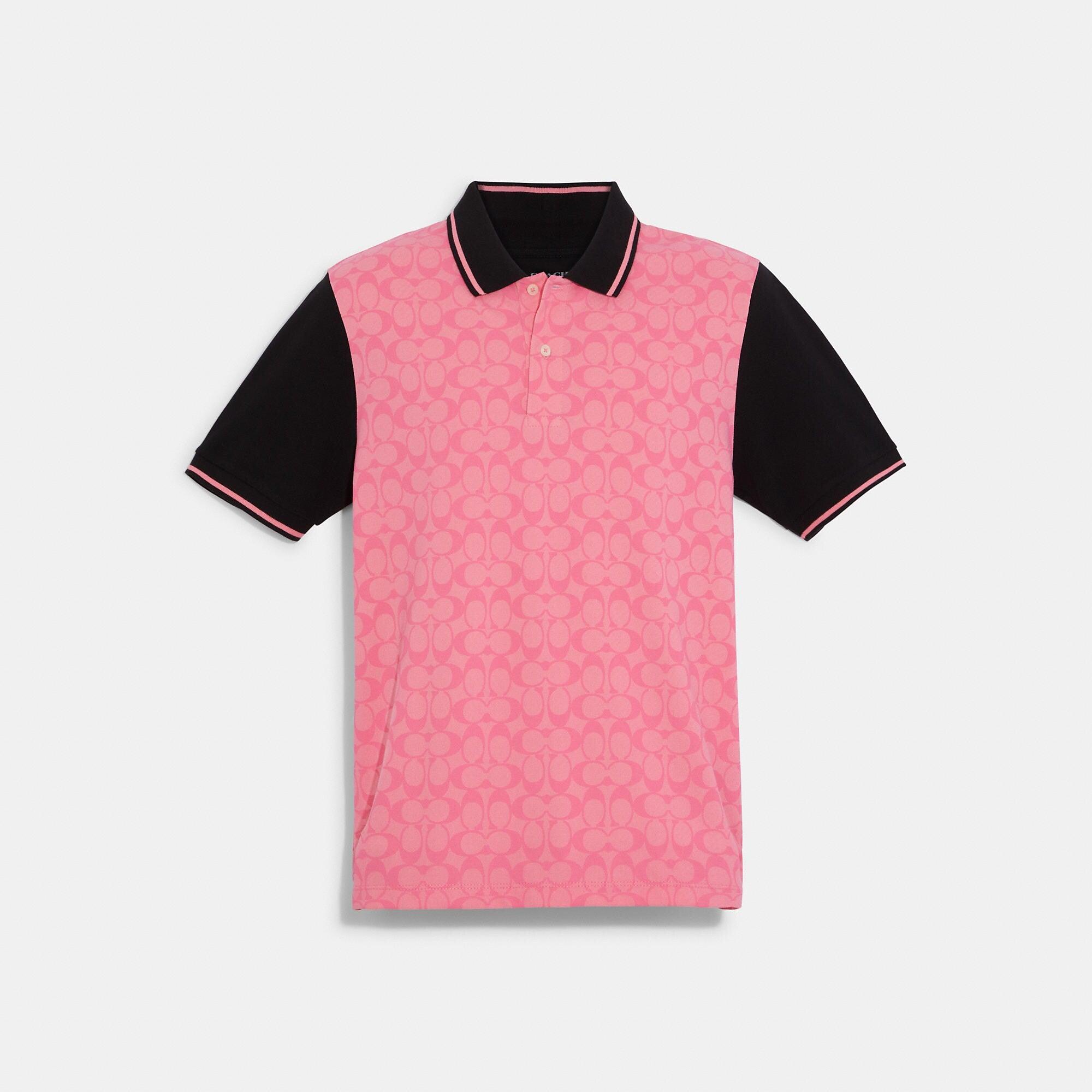 Coach Outlet Colorblock Signature Polo in Pink for Men | Lyst