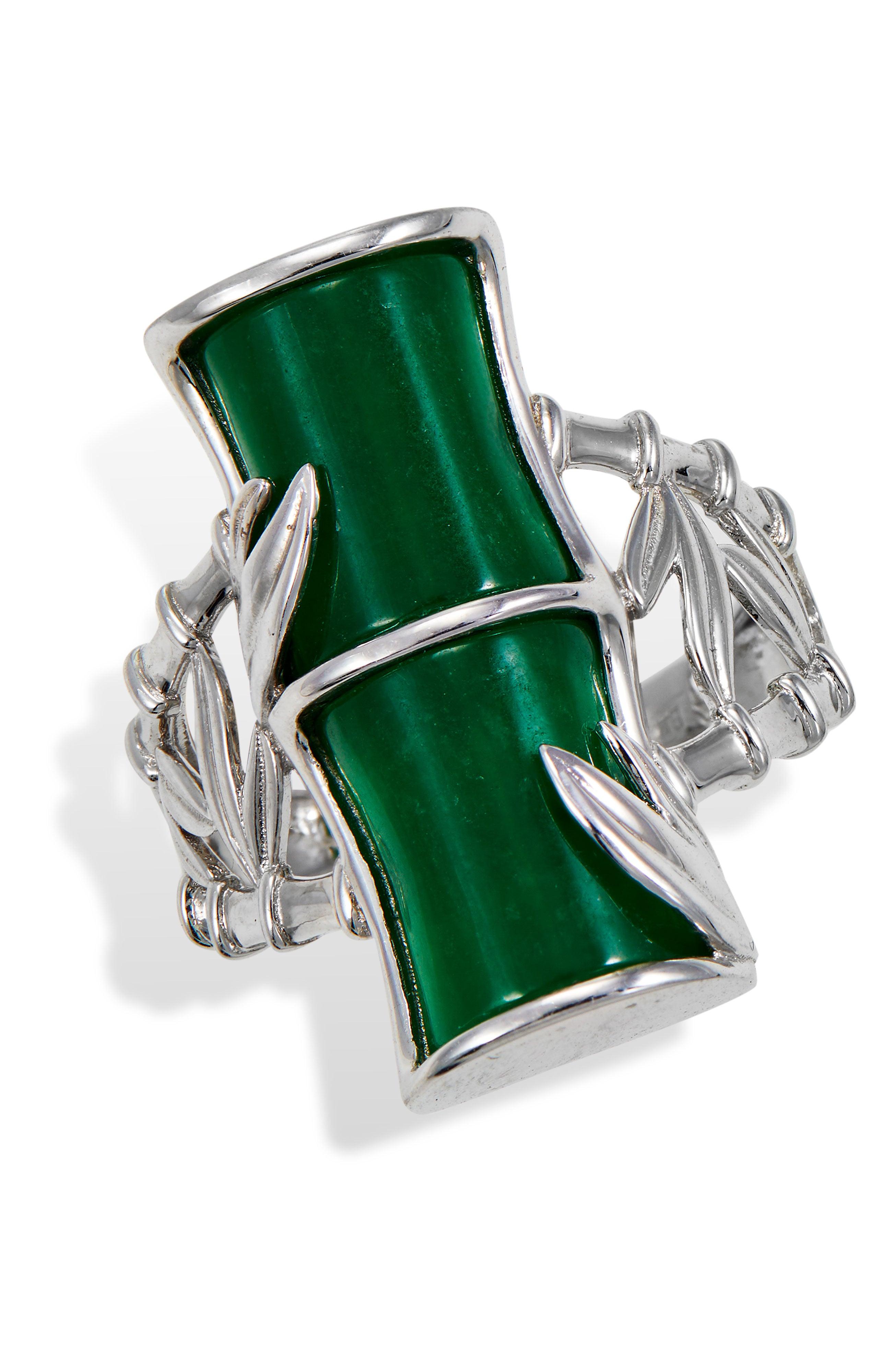 Savvy Cie Jewels Sterling Jade Bamboo Ring in Green | Lyst