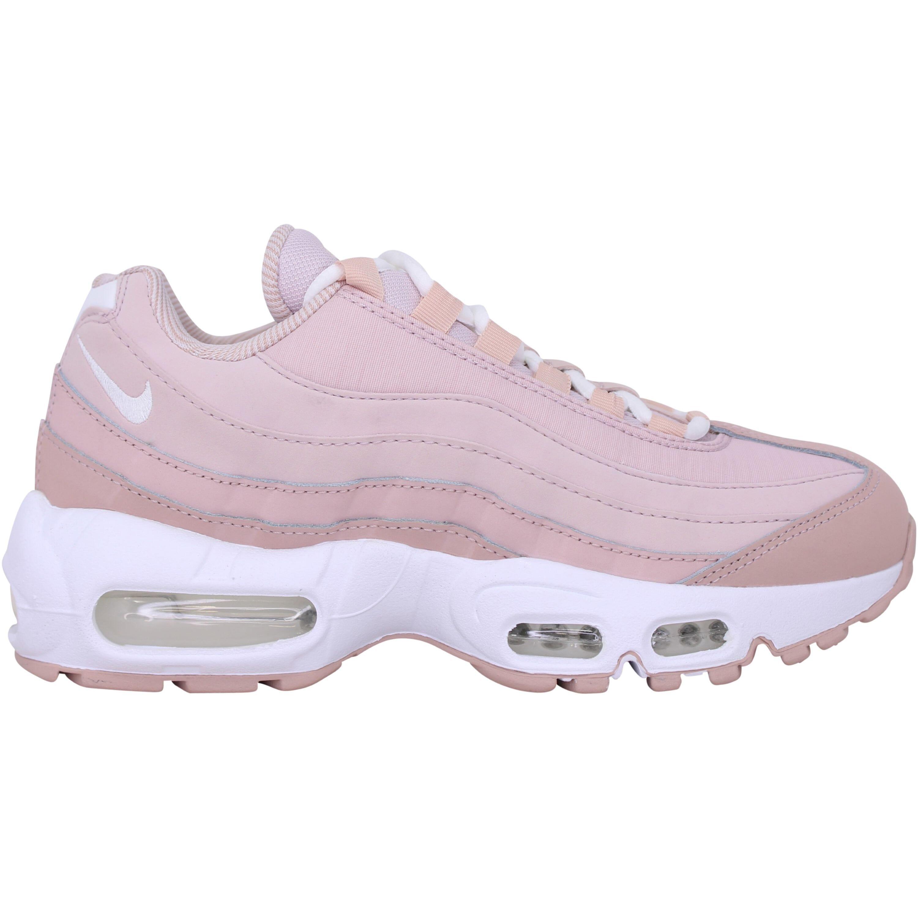 nike white and pink air max 95 trainers