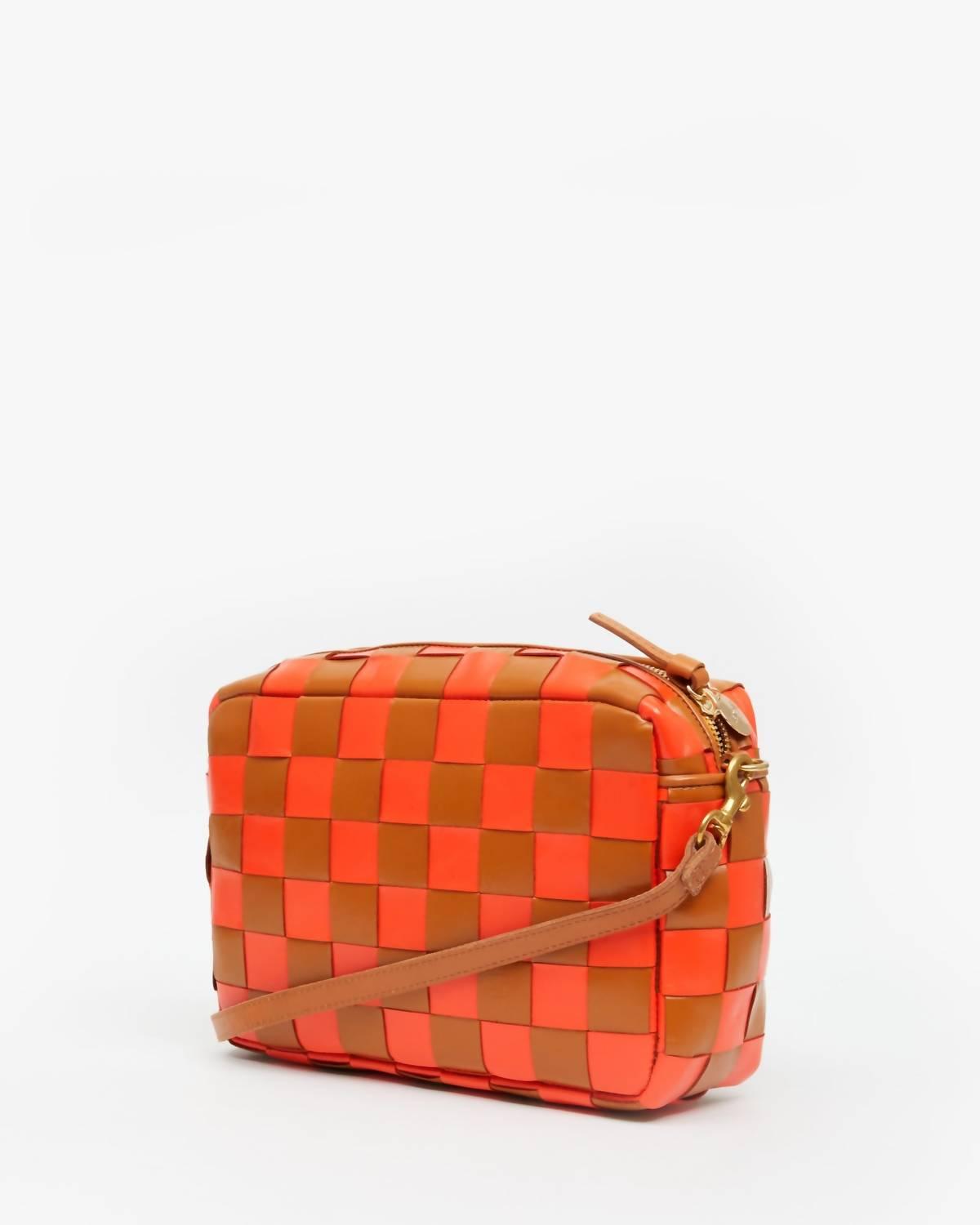 Clare V . Marisol Woven Leather Crossbody Bag, PINSTRIPE WOVEN CHECKER