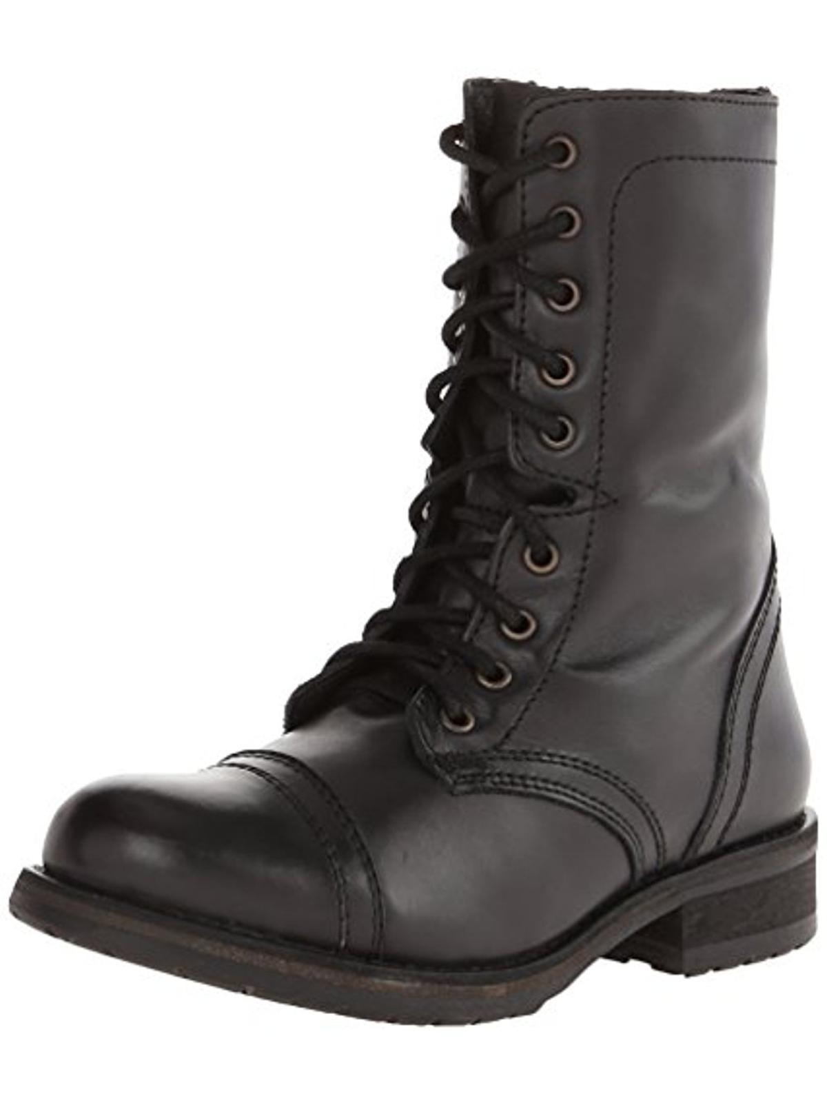 Steve Madden Tropa 2.0 Leather Distressed Combat Boots in Black Lyst
