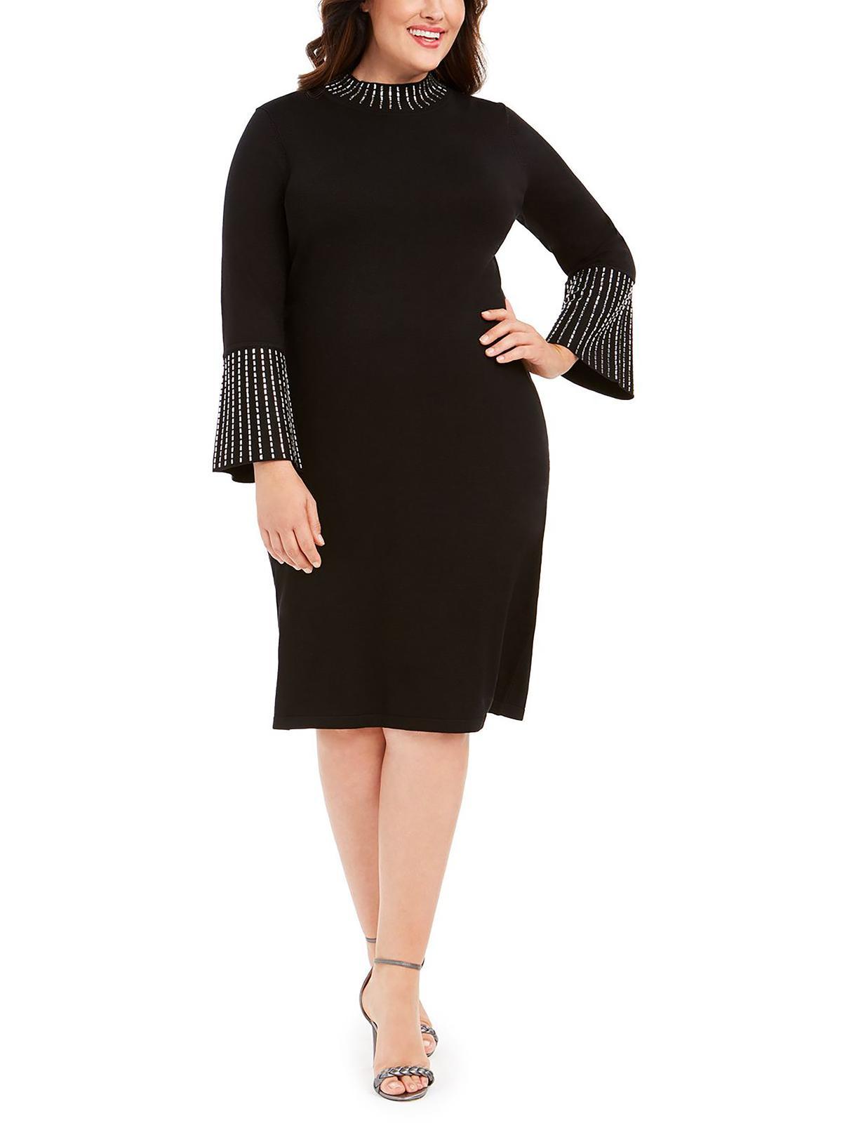 Calvin Klein Plus Bling-trim Knee Cocktail And Party Dress in Black | Lyst