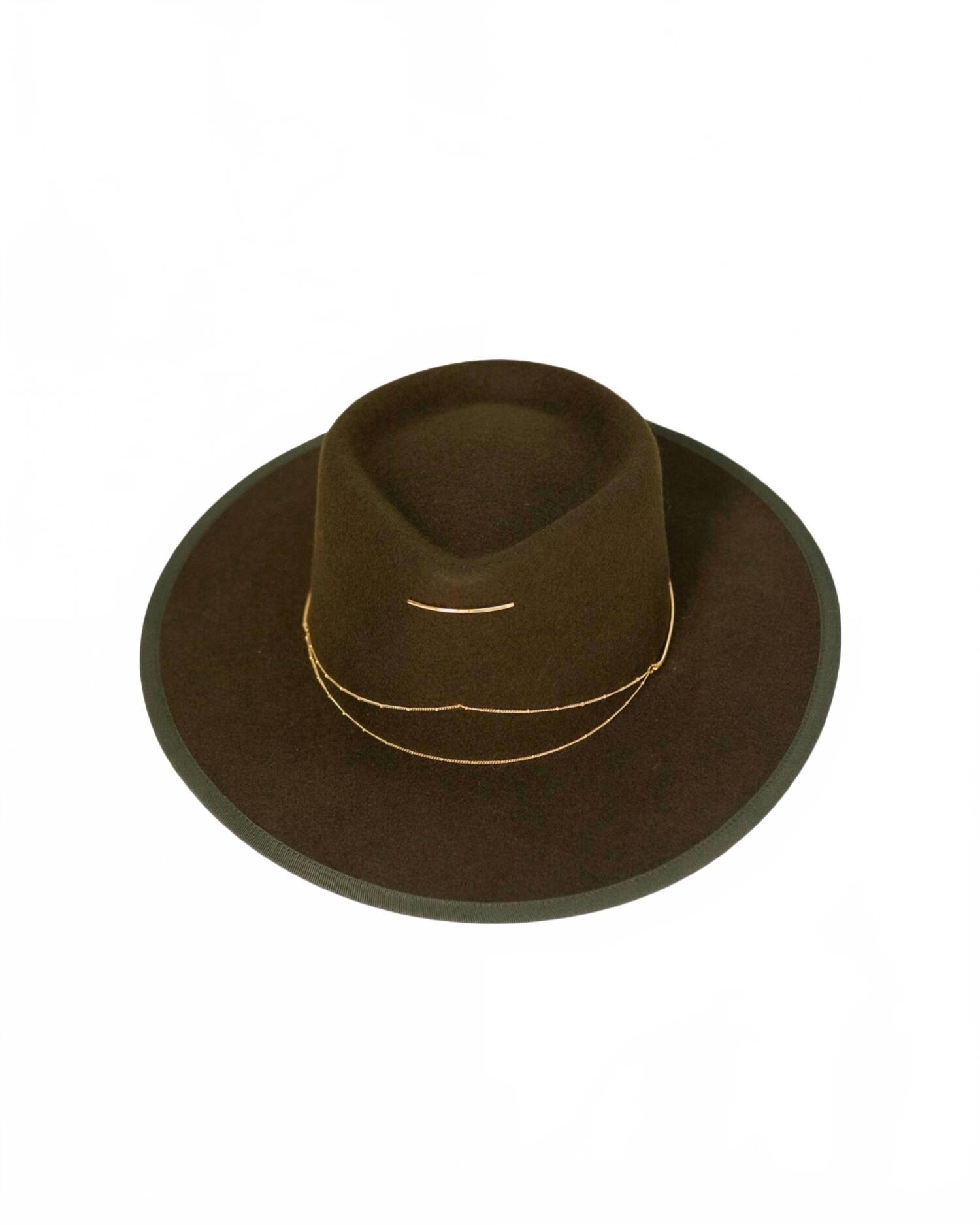 NWT Free People Van Palma Forest Green Fedora Hat w/ stones Country Festival Green Stone - Adult Fedora Hat By Bruce And Noah – Bruce  main image 3