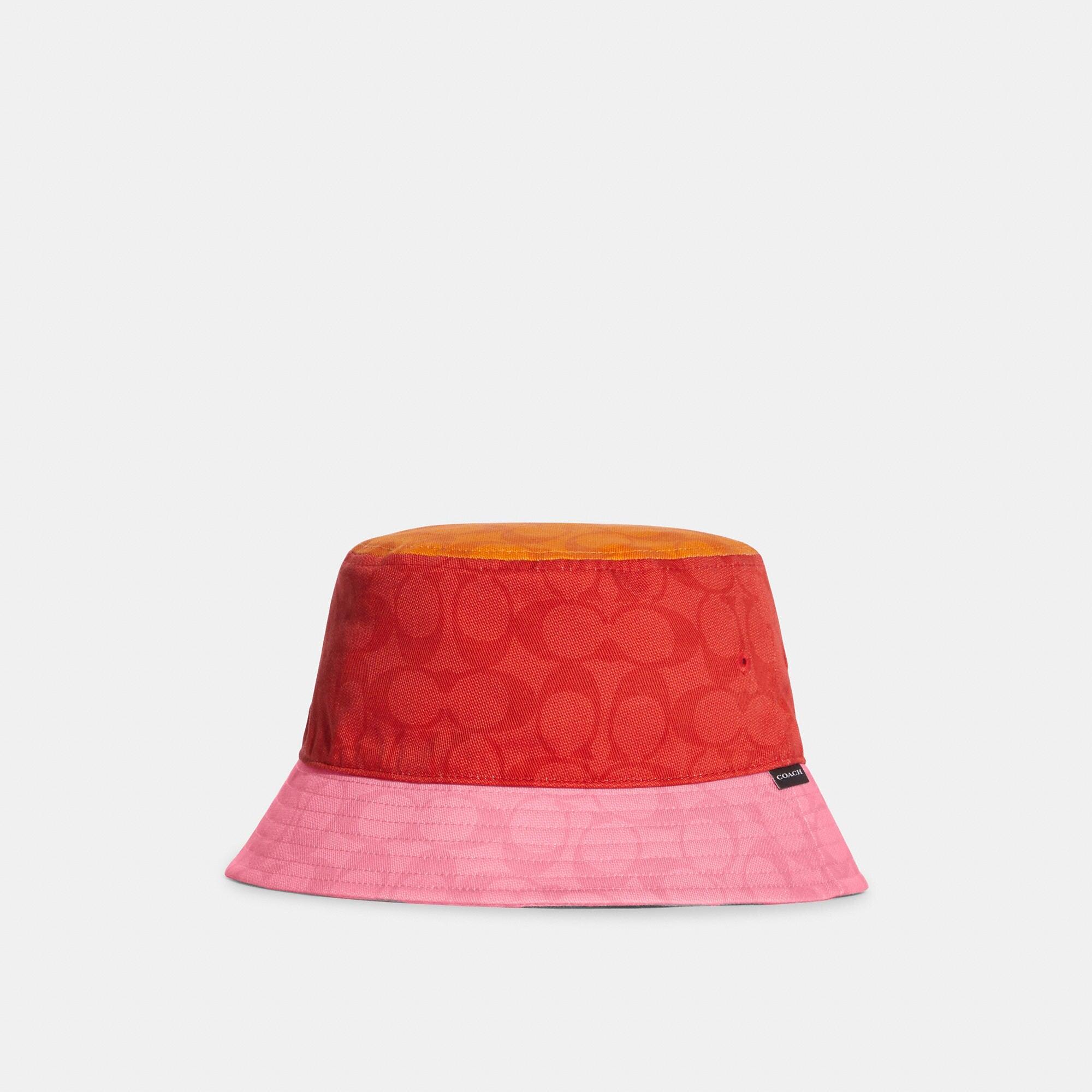 Coach Outlet Cotton Colorblock Signature Bucket Hat in Red/Pink (Red) | Lyst