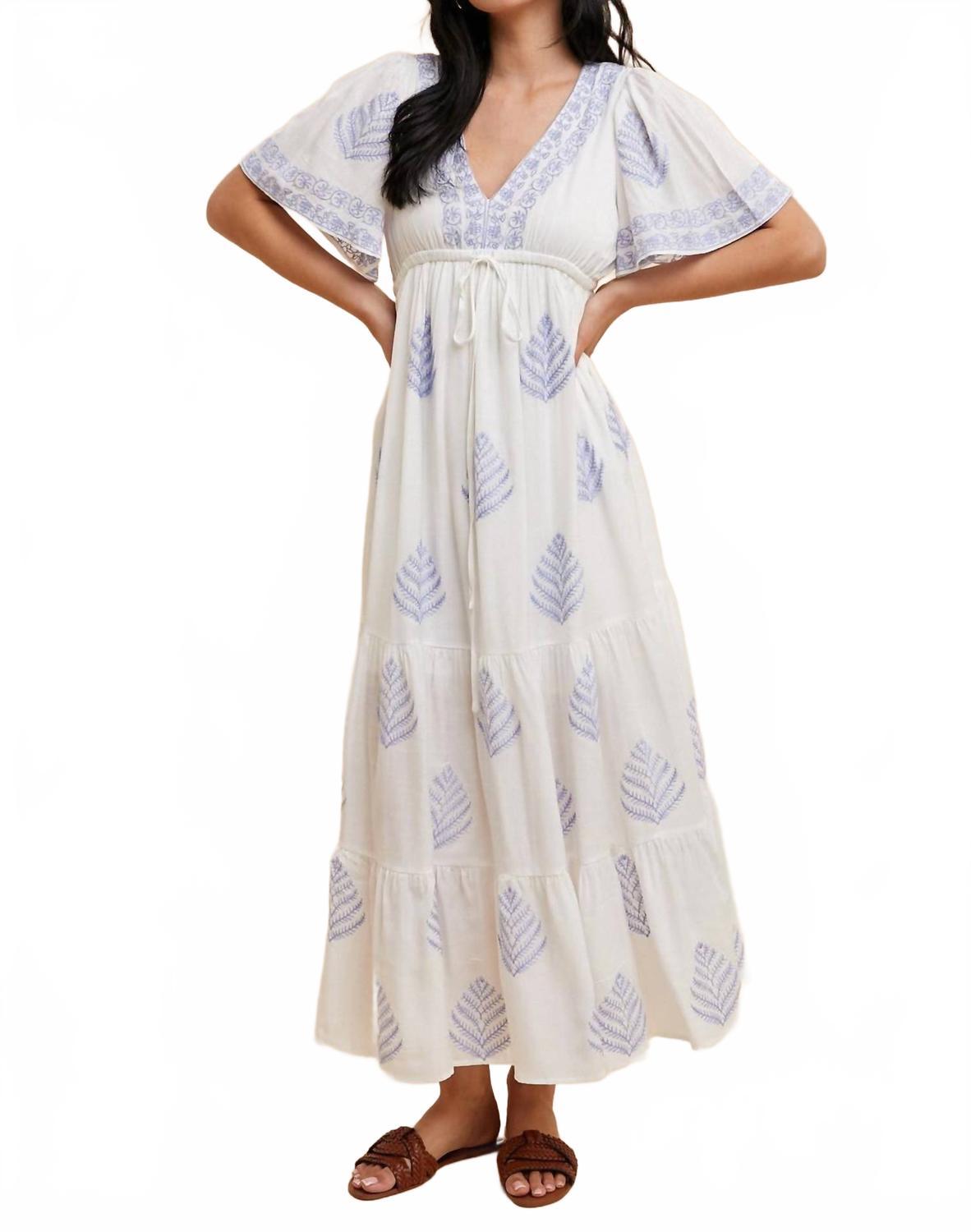 in loom embroidered dress LINEN LILY EMBROIDERY MAXI DRESS