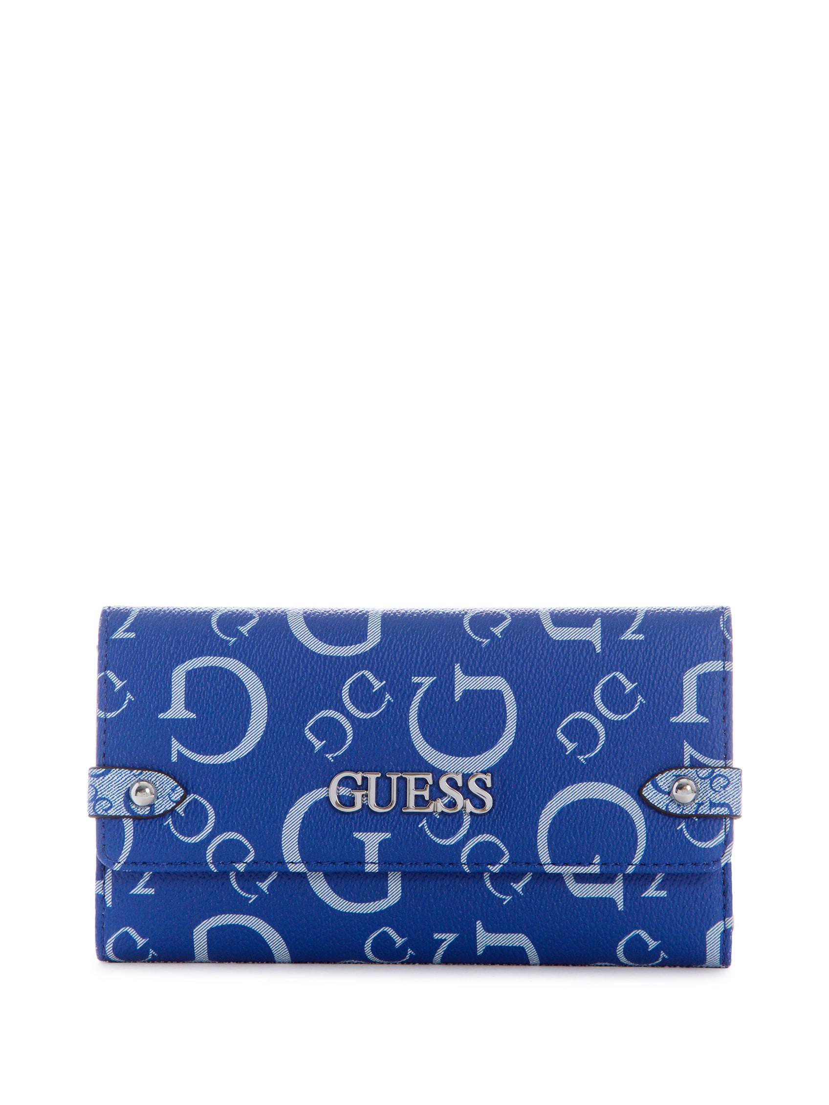 Guess Factory Keston Logo Slim Clutch in Blue | Lyst