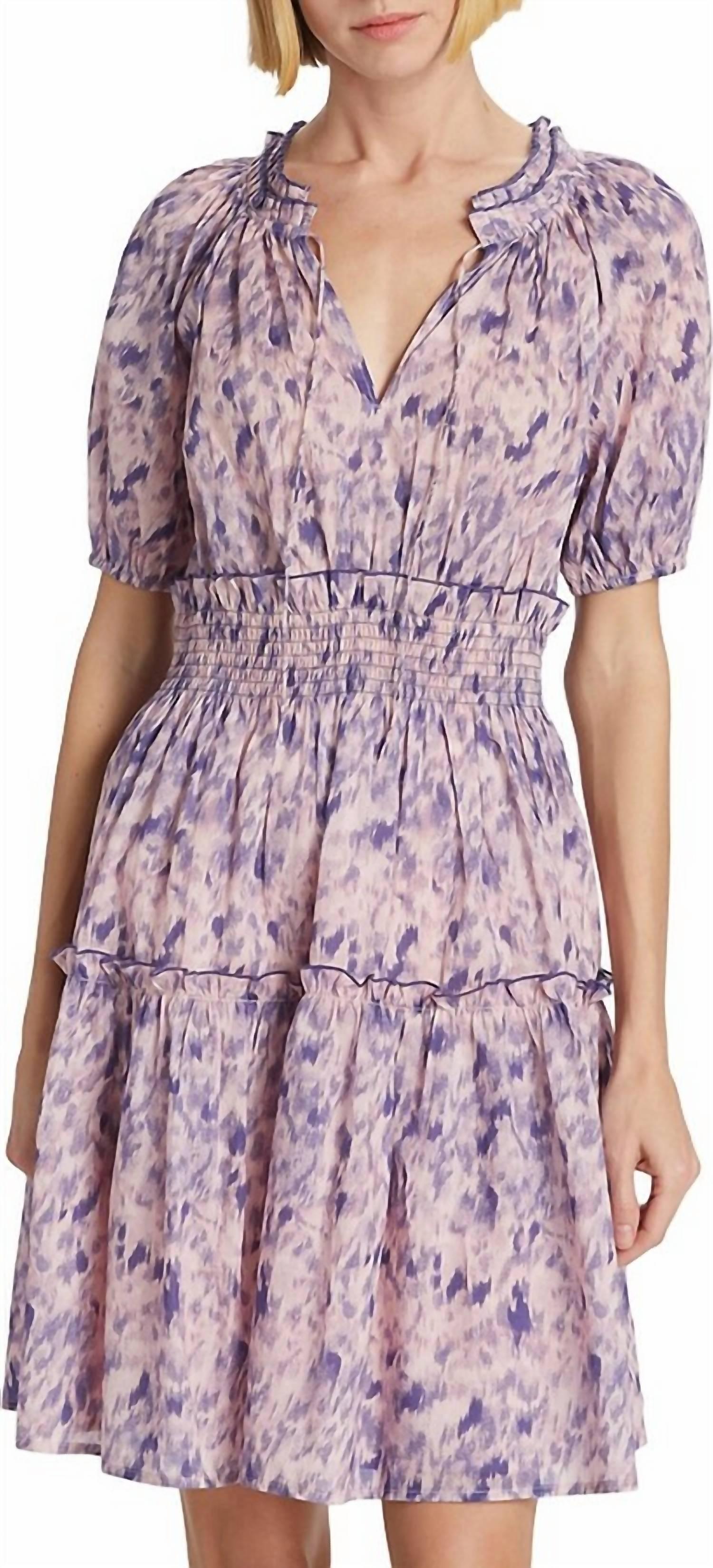 rails purple dress Rails Dina Floral Flutter Sleeve Midi Dress