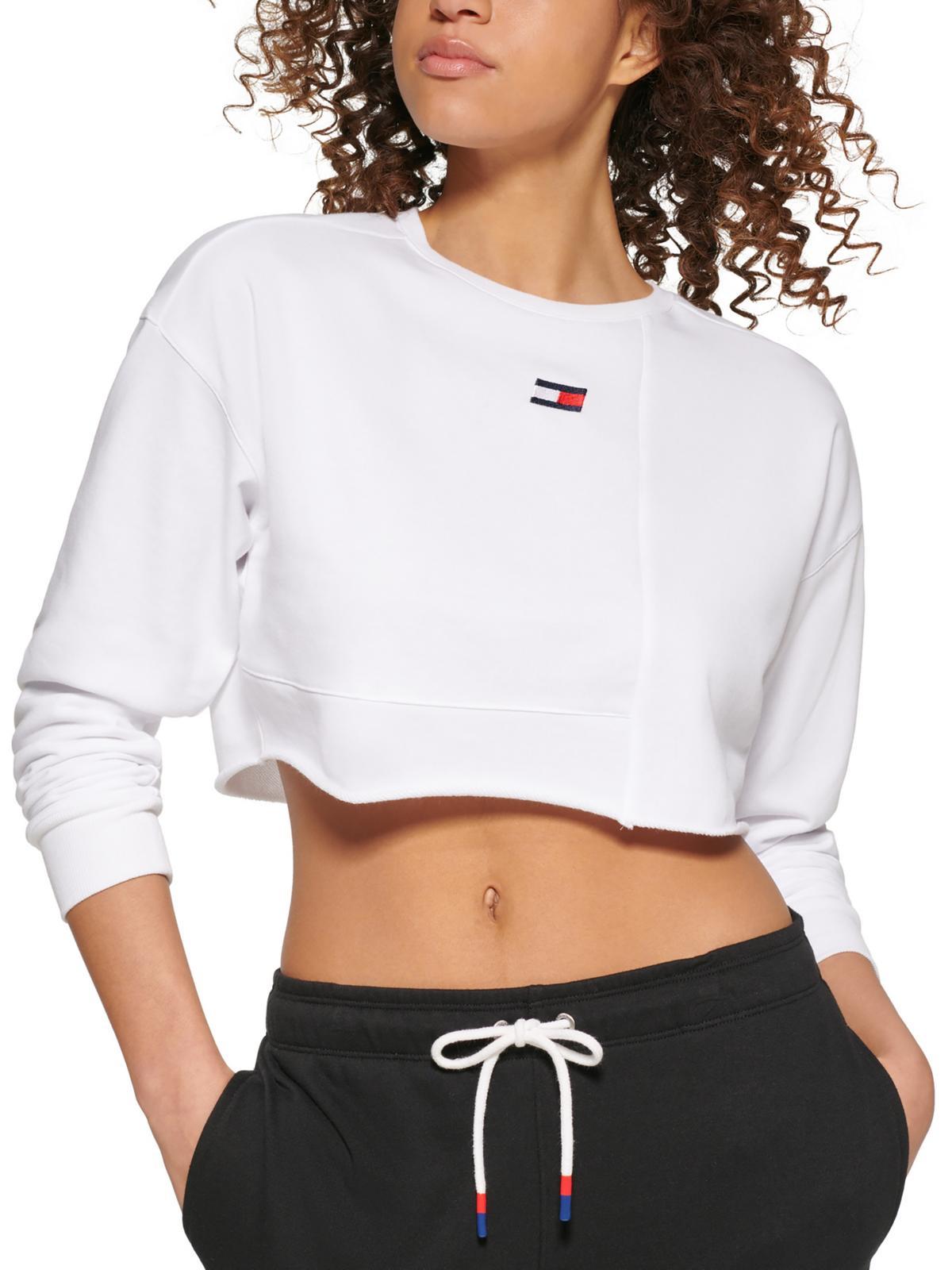 Tommy Hilfiger Patchwork Cropped Sweatshirt in White | Lyst