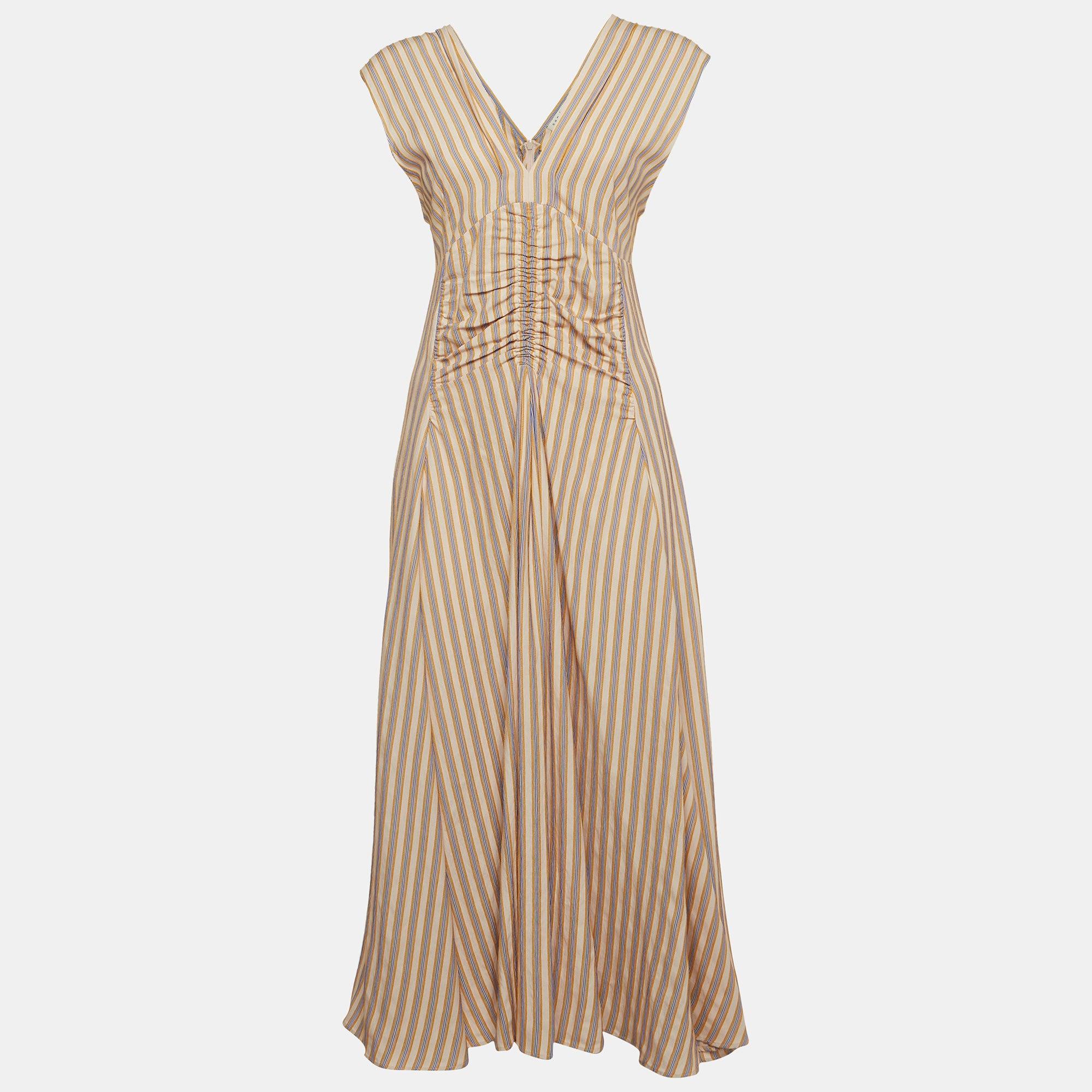 jacquemus beige dress Jacquemus La Robe Sierra Knit Ribbed Midi Dress in Beige with Brown Fr   Sellier