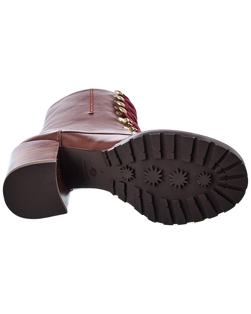 Stuart Weitzman Kolbie Block Leather Bootie in Brown | Lyst