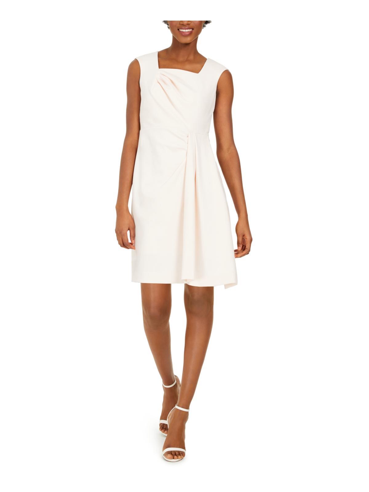 Calvin Klein Petites Square Neck Pintuck Midi Dress in White Lyst