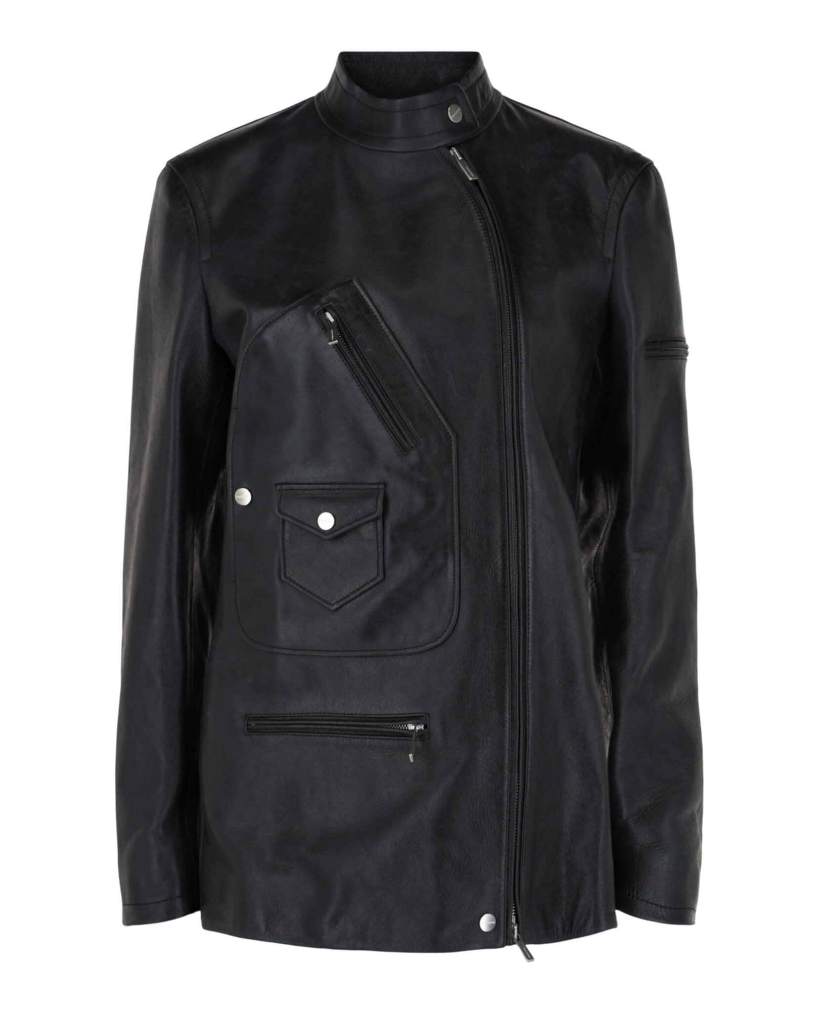 Ferragamo Nappa Biker Jacket in Black | Lyst